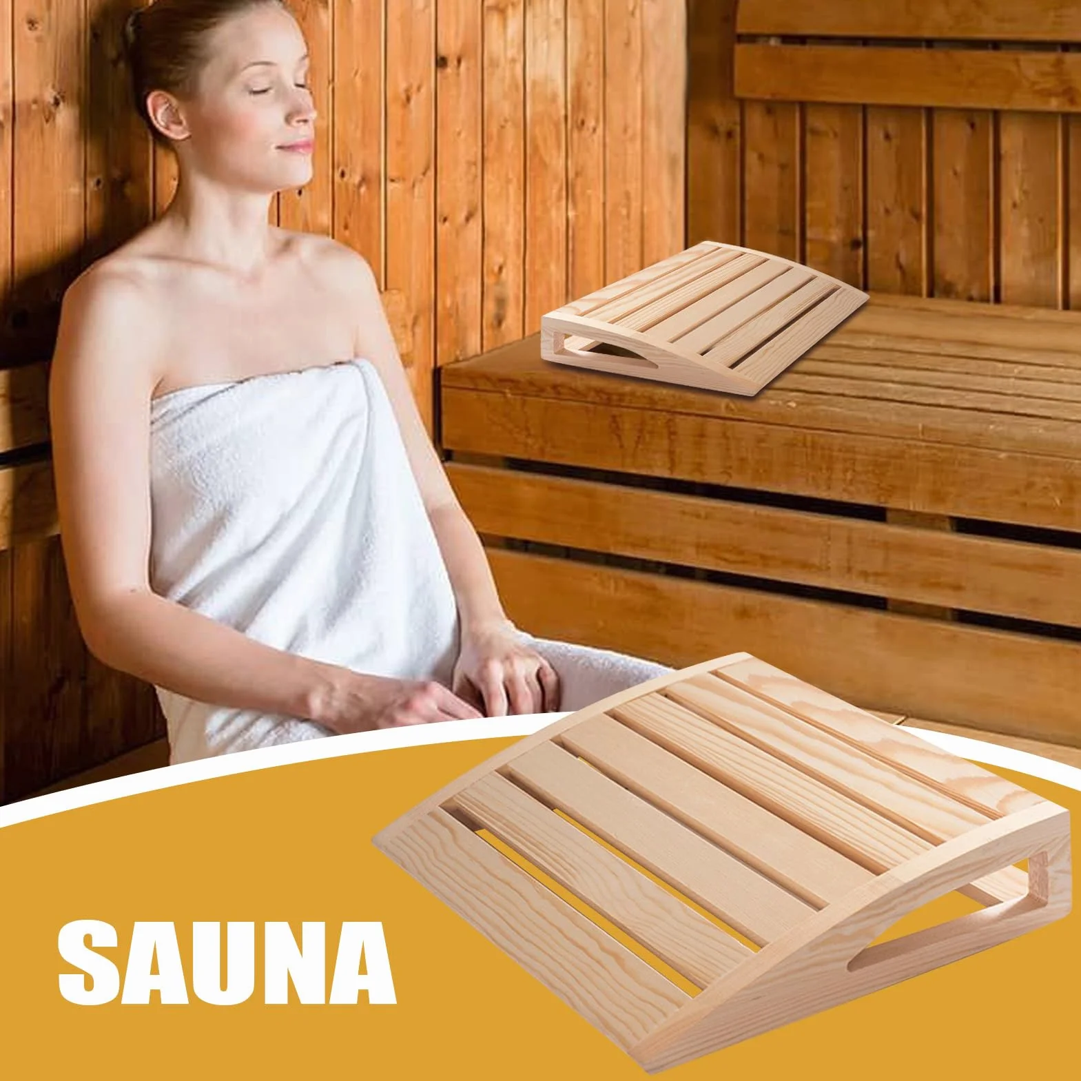 Oreiller Appuie-Tête Bois Sauna Fait Main Ergonomique Détente