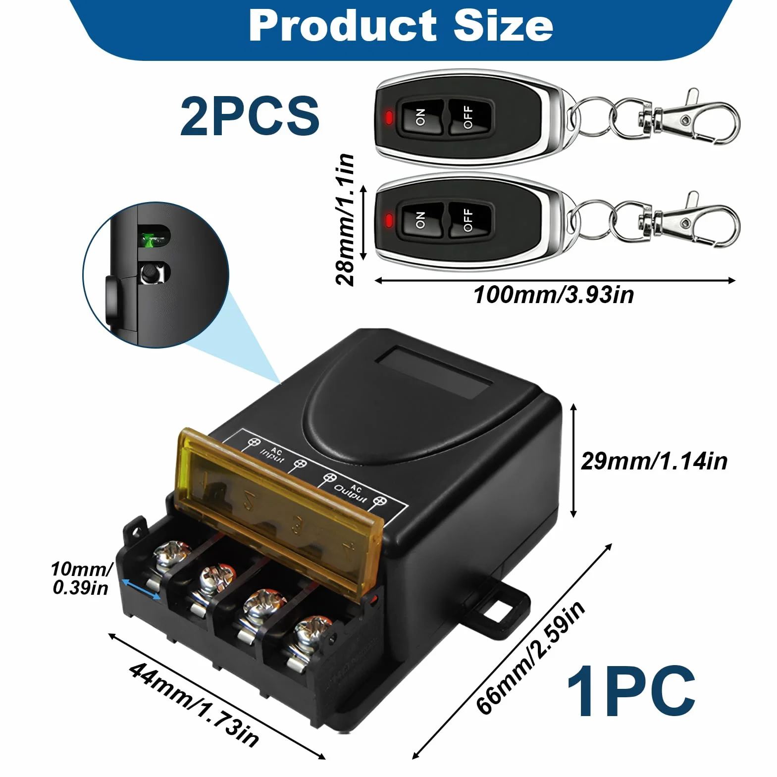 Interrupteur de Télécommande Sans Fil 433MHz 2900W 30A AC 220-240V Haute Puissance