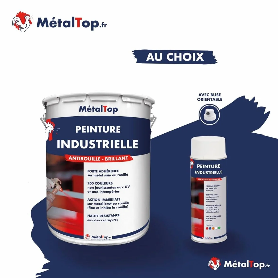 Peinture Industrielle Blanc pur RAL 9010 Bombe 400 ml Metaltop