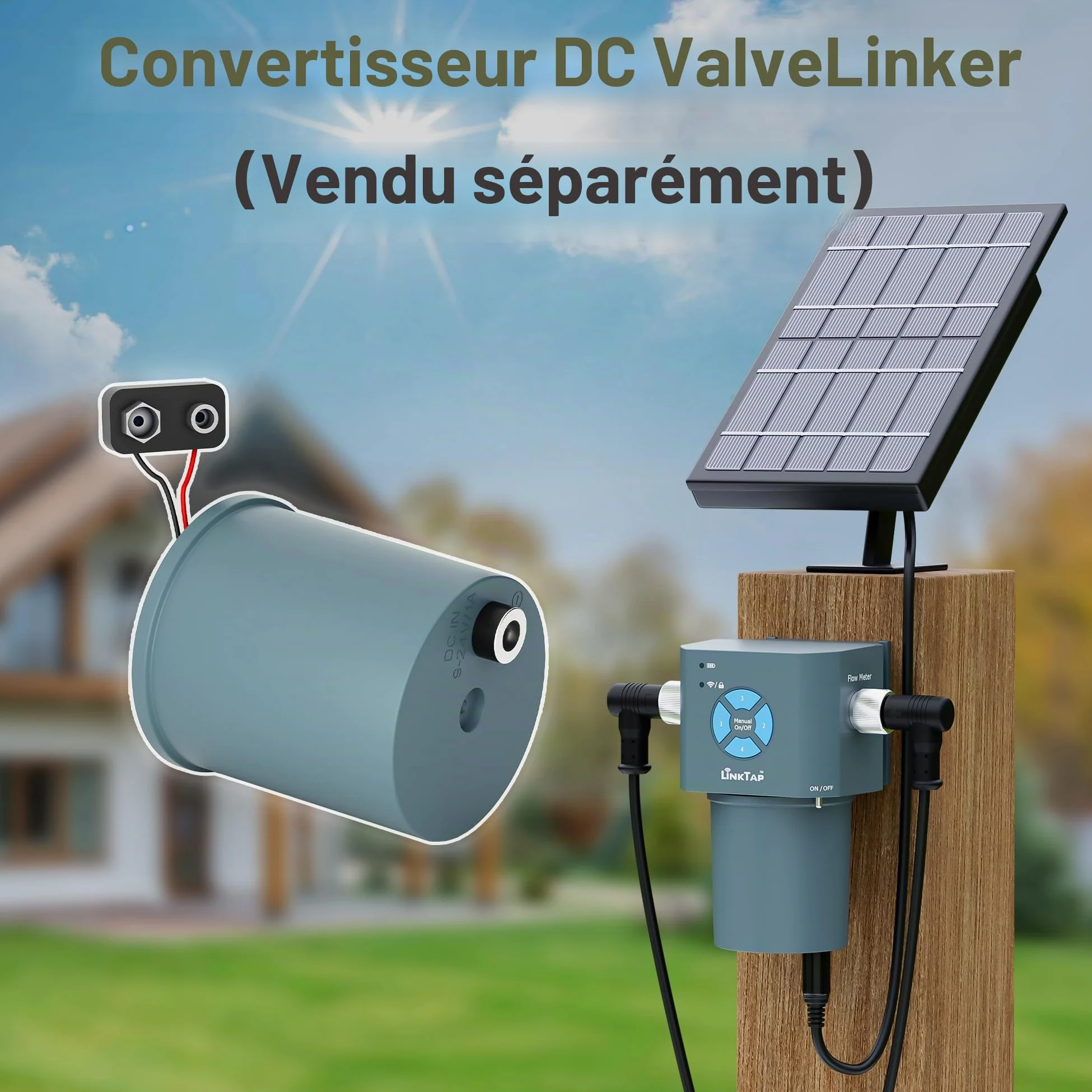 LinkTap Q1 Programmateur d'arrosage Intelligent et Gateway, 4 Zones distinctes, 4 débitmètres intégrés, équivaut à 4 G2S, Adaptation météo, IP66, Installation et Utilisation faciles