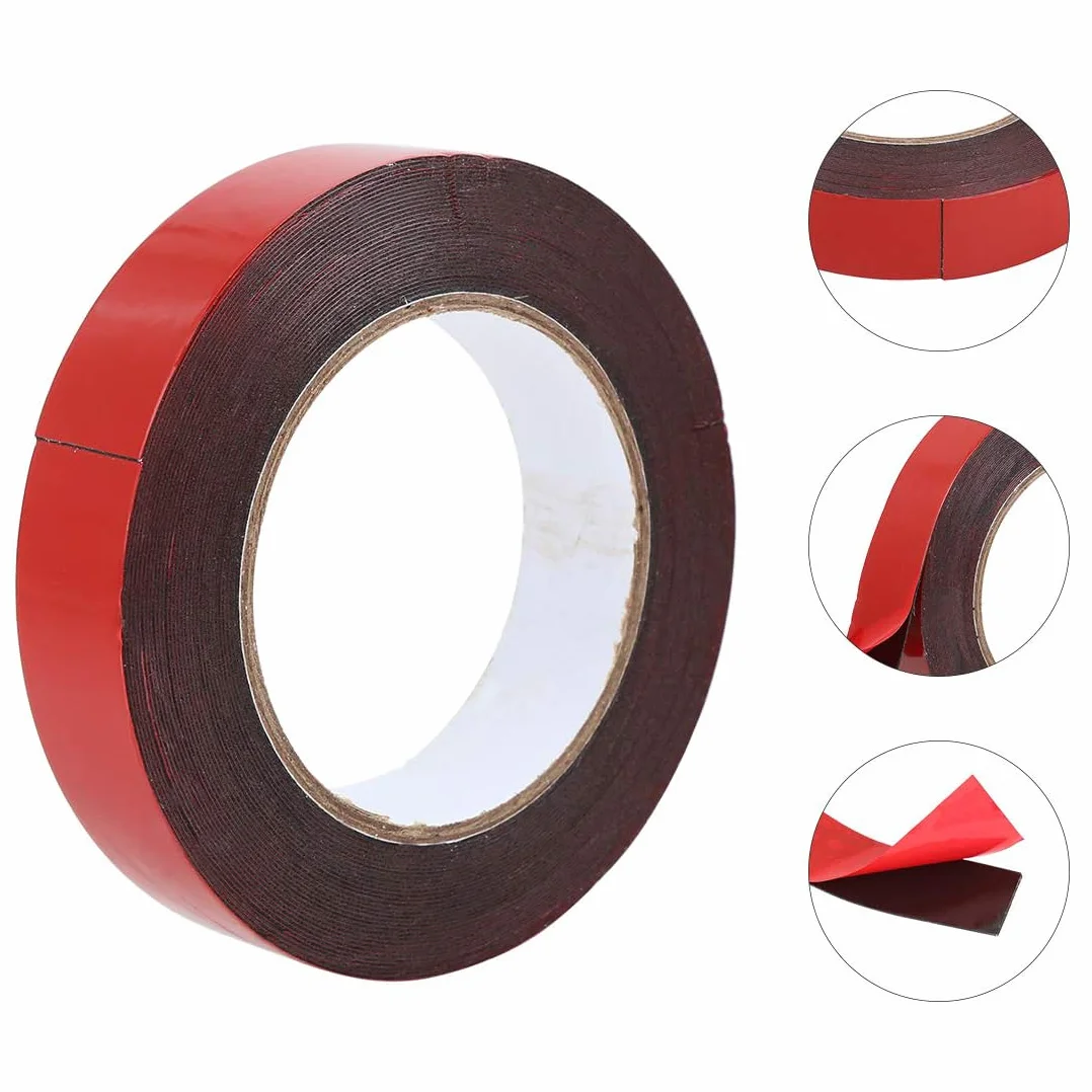 Unifizz Ruban adhésif double face en mousse rouge 10 m x 25 mm x 0,5 mm