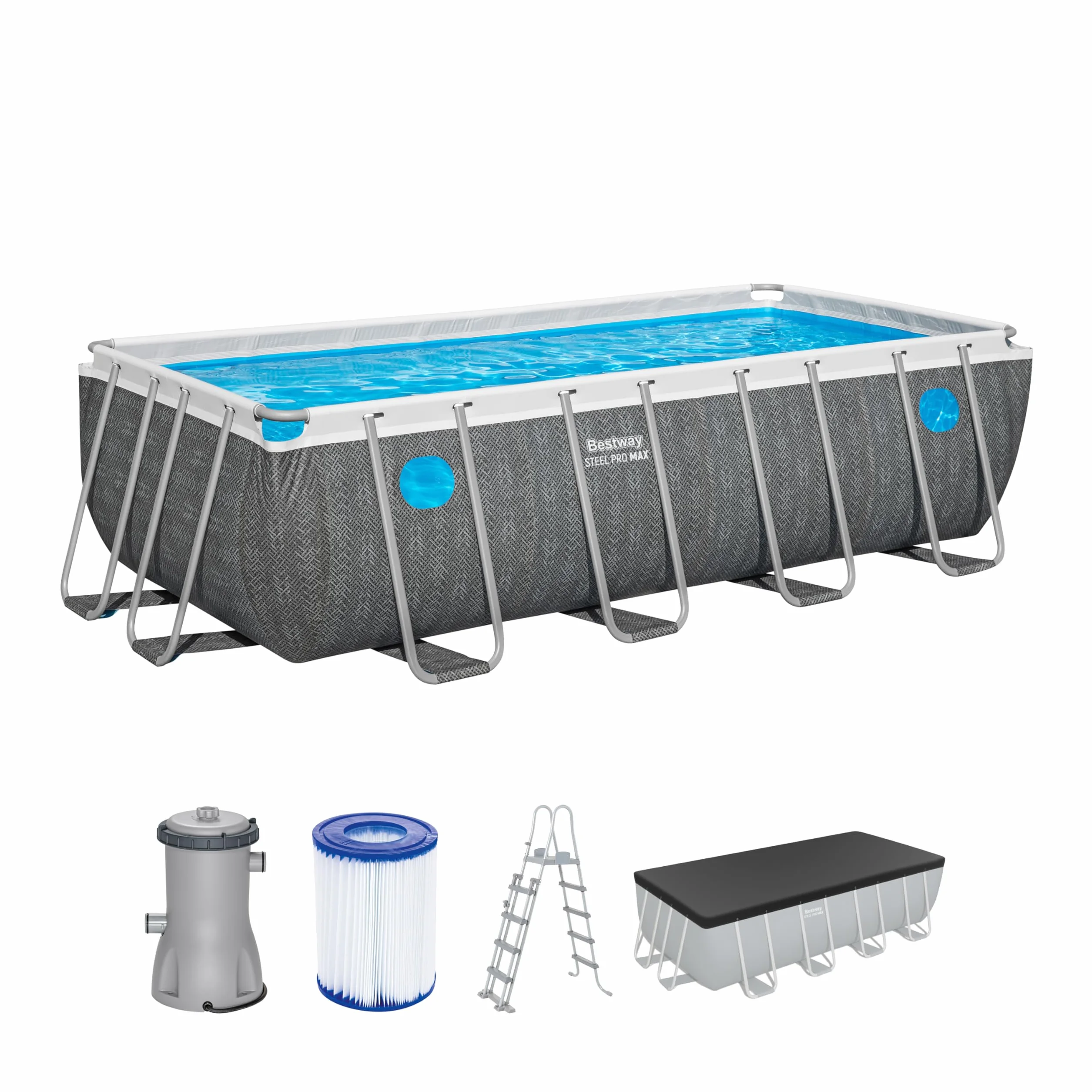 Bestway Steel Pro Max Splashview Piscine Hors Sol Rectangulaire 488x244x122 cm Gris