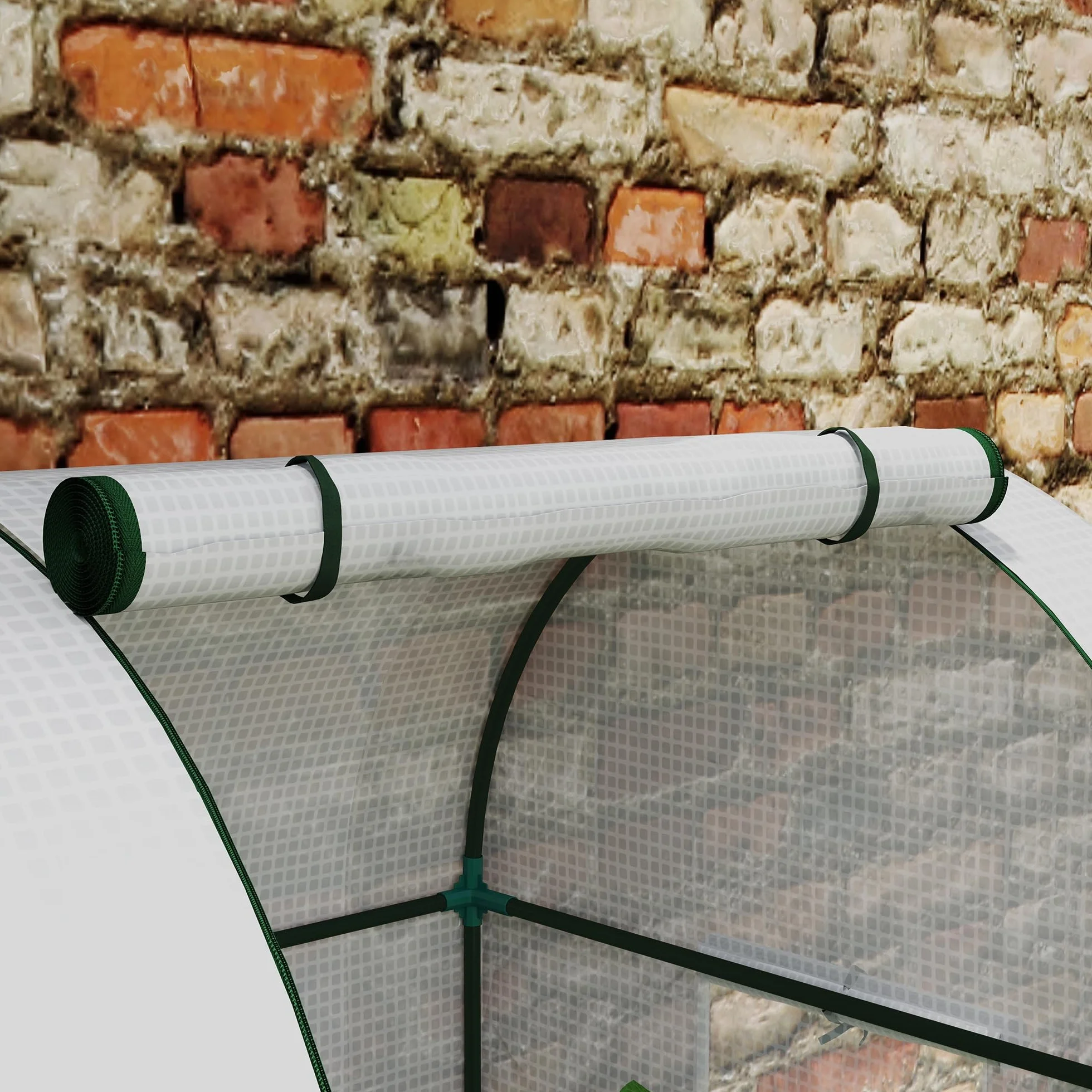 Outsunny Serre de Jardin 1,8 m² Acier PE Haute densité Anti-UV Blanc