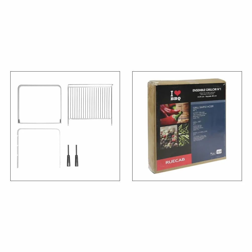 I LOVE BBQ - 3941 - Grilloir Barbecue et Cheminée 40x60 cm – Support avec Grille de Cuisson Réglable – Acier – 6 à 8 Couverts – Accessoire BBQ & Grillades Extérieures