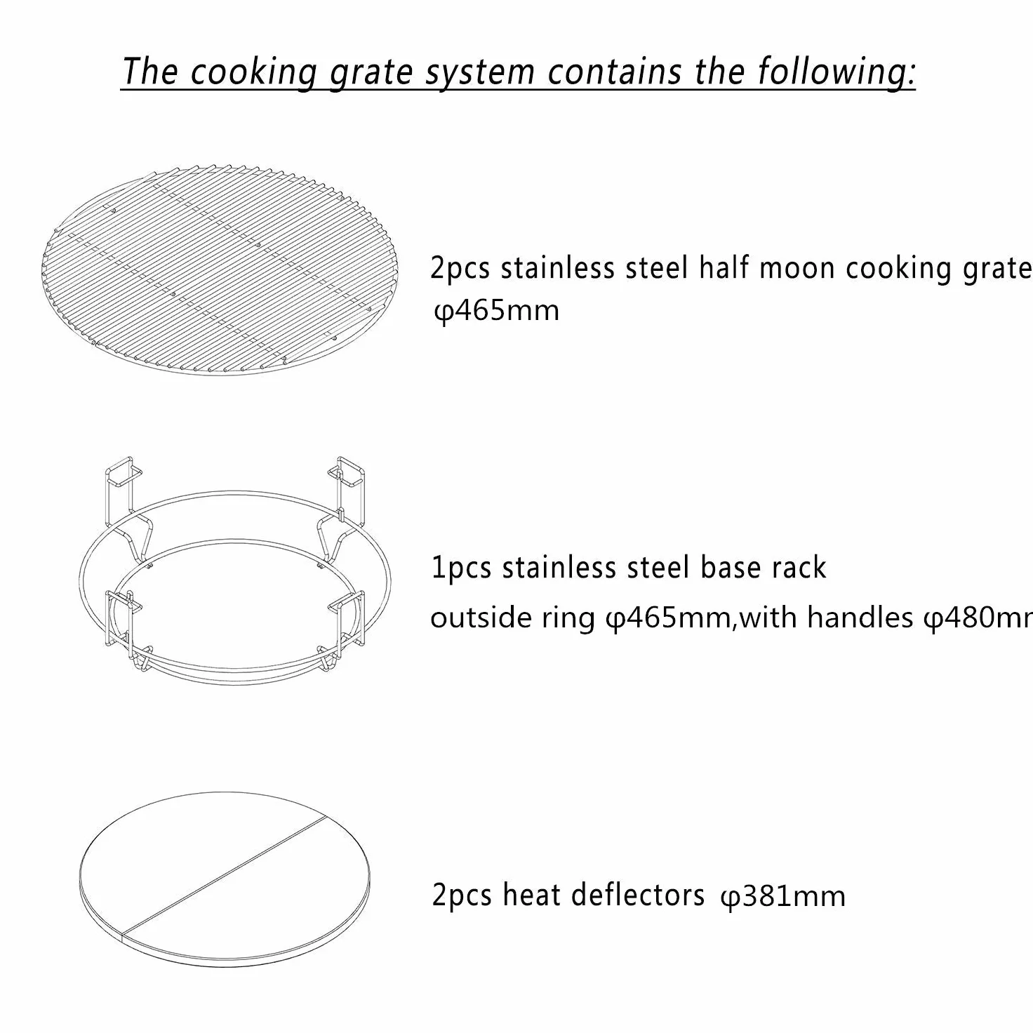 onlyfire Système de Grilles de Cuisson pour Large BGE et Kamado Joe Classic Joe, Accessoire pour Barbecue en Céramique Kamado de 46 cm, Grille Réglable en Hauteur avec Déflecteur de Chaleur