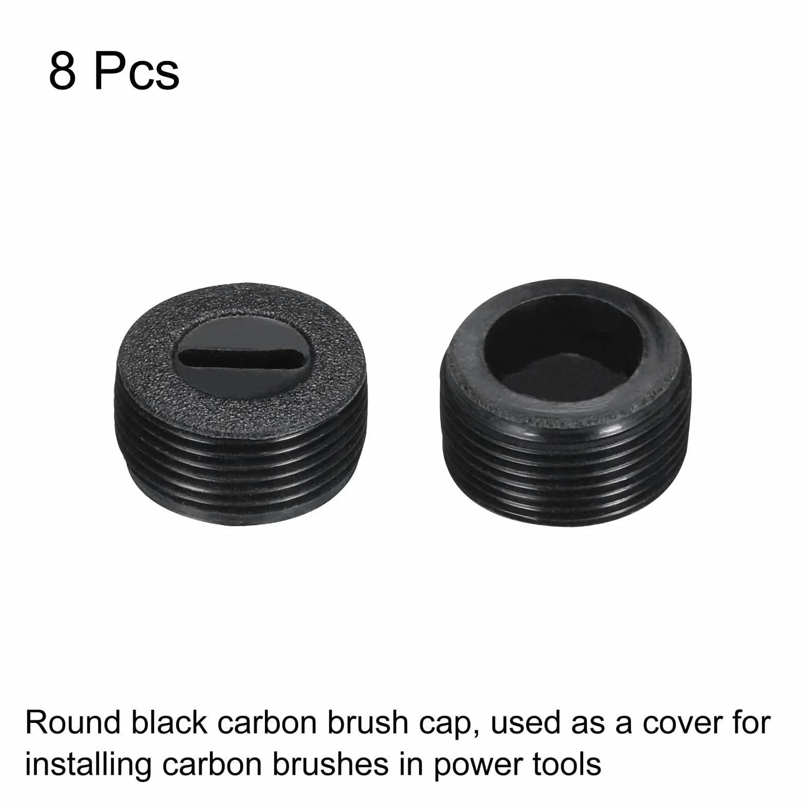 QUARKZMAN Capuchon de Porte-Balais en Plastique pour Moteur Électrique, Filetage Noir, Diamètre Extérieur 16 mm, Hauteur 8 mm, Lot de 8
