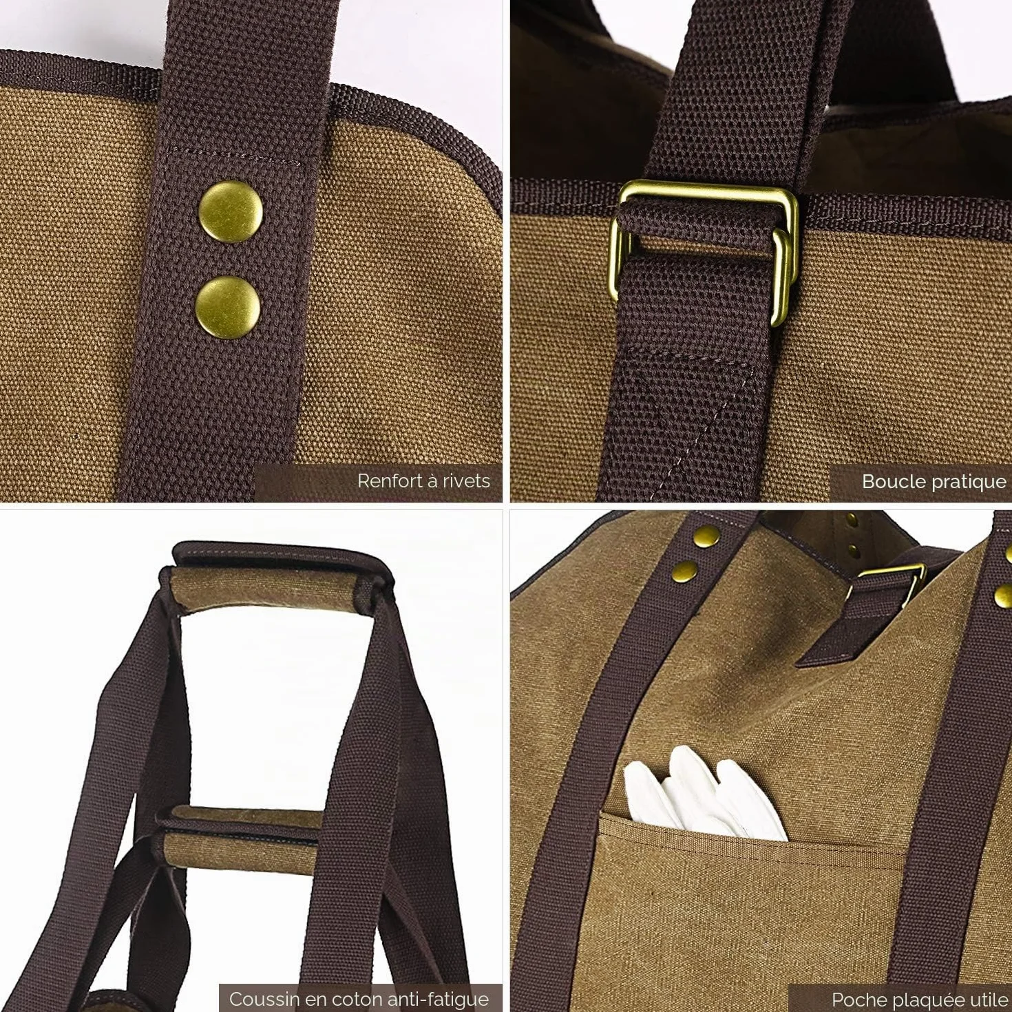 BONTHEE Porte-bûches Extra-Large Support de Bois de Chauffage en Toile imperméable avec bandoulière