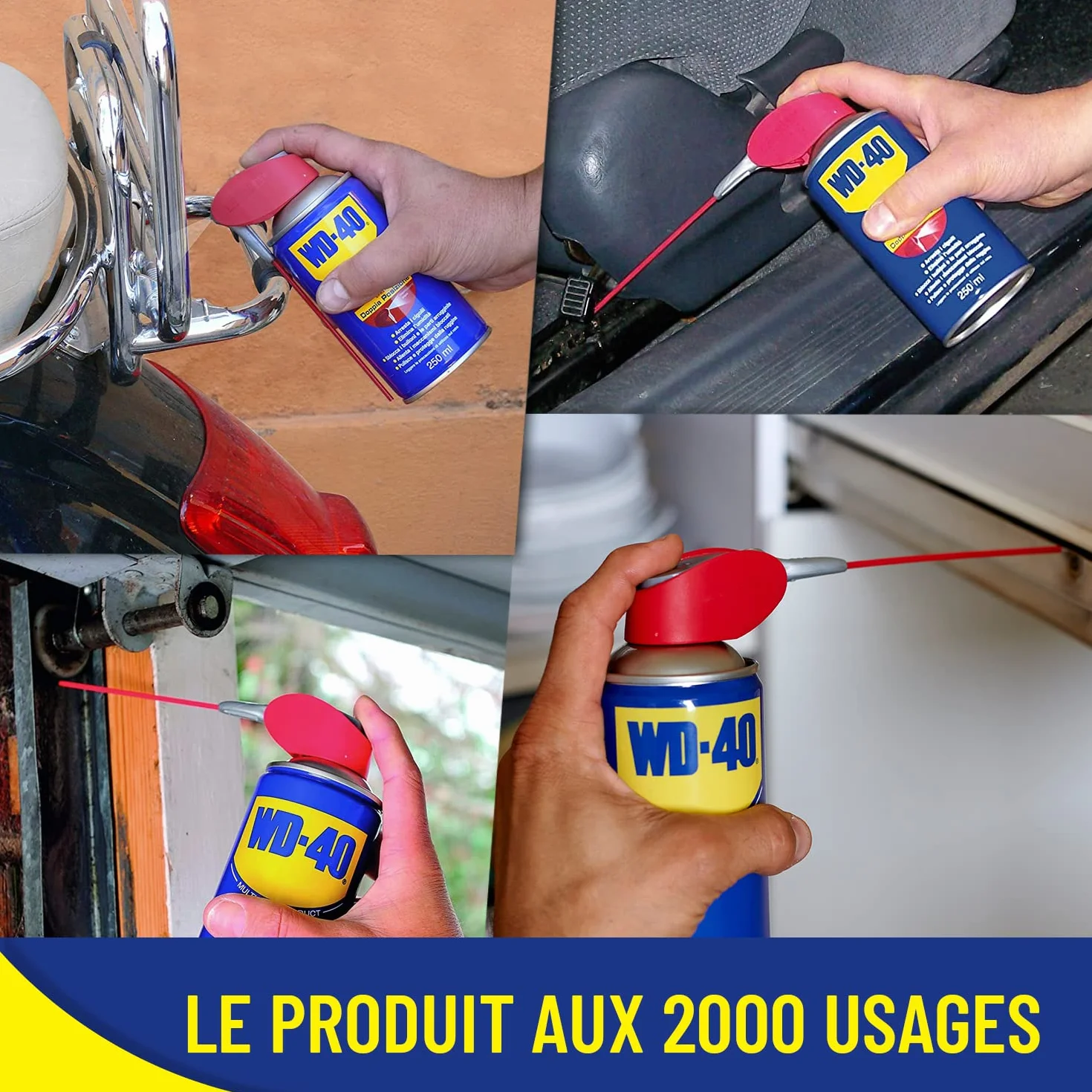 WD-40 Spray Multifonction Double Position 200 ML, sans silicone, non conducteur
