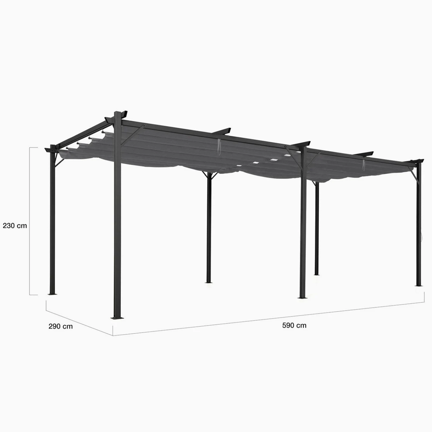 IDMarket - Pergola Toit rétractable 6 Pieds 3x6 M tonnelle Gris Anthracite