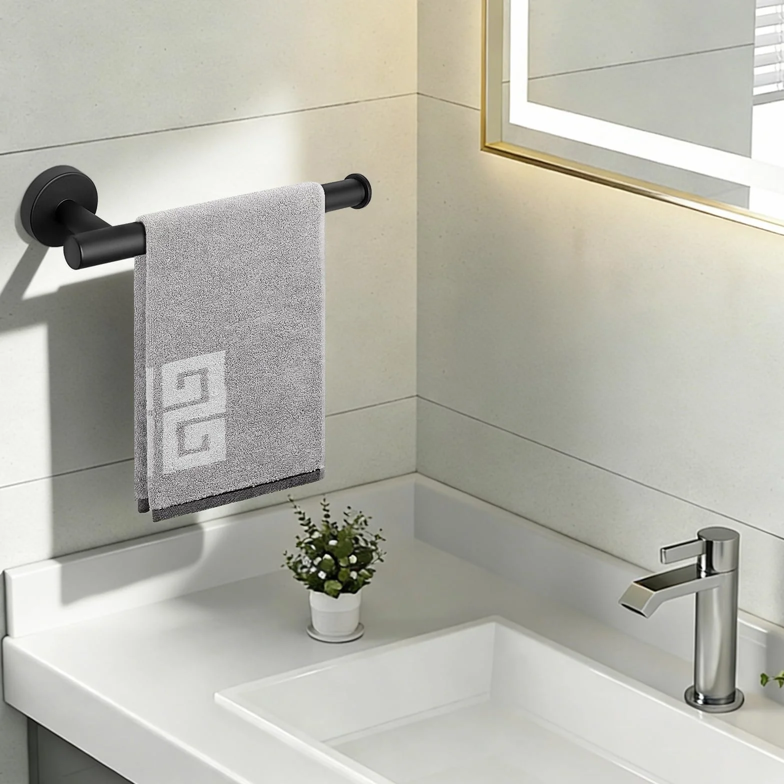 NearMoon Porte-Serviettes Anneau en Acier Inoxydable SUS304 22,9 cm Noir Mat