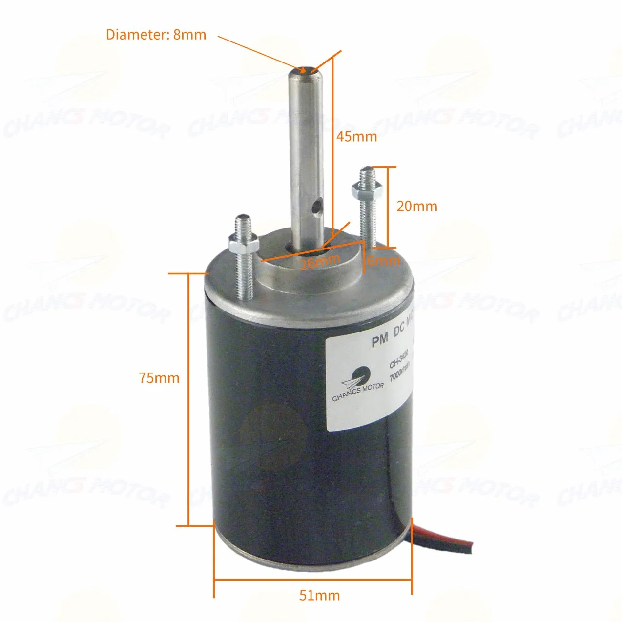 CHANCS CH-3420 Moteur électrique CC 12V DC 3500RPM Aimant Permanent Arbre commun