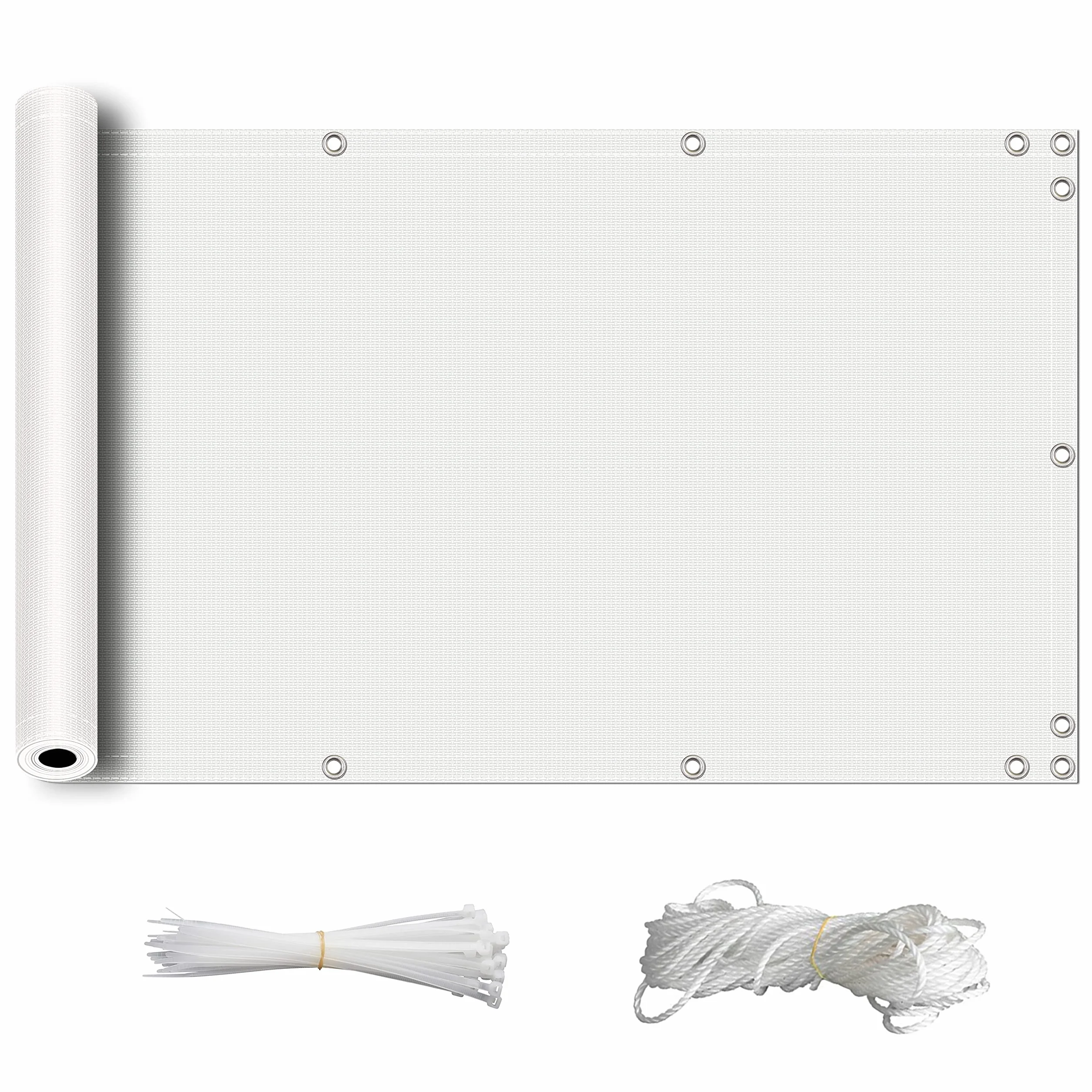 Brise Vue Balcon Exterieur 80x700cm 165g/㎡ imperméable Facile à Installer la Protection de la Vie privée Cache Vue Balcon Pare Vue Cloture -Blanc.