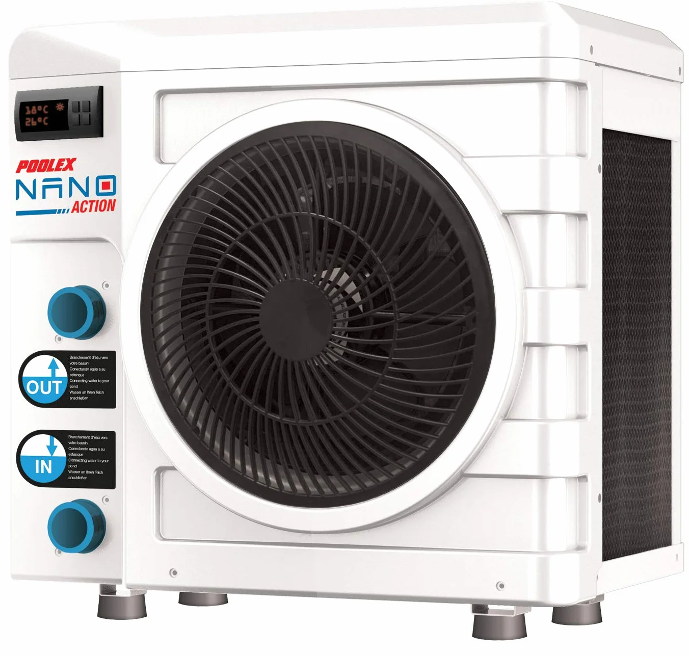POOLEX - PC-Nano-A4 - Pompe à Chaleur Piscine Dédiée aux Petites Piscines Hors-Sol - Consommation de 810 W - Volume du Bassin de 15 à 28m3
