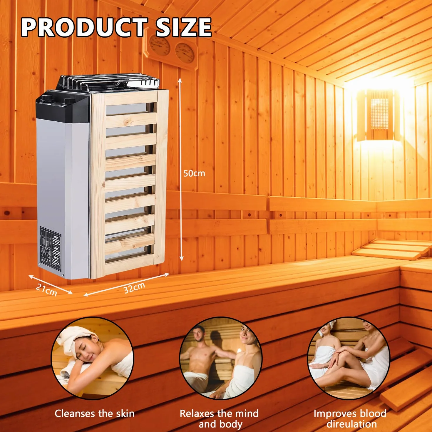 Poêle électrique pour sauna 3,6 kW 220 V acier inoxydable