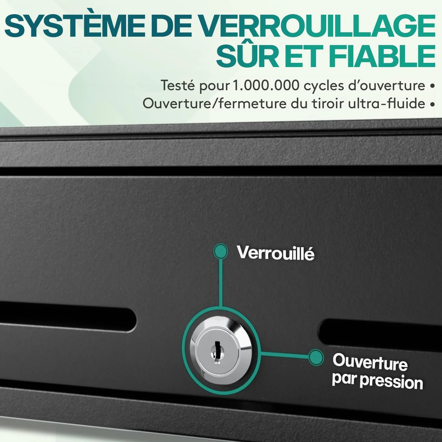 ACROPAQ Tiroir caisse métal robuste 42 x 41 x 10 cm 8 cases pièces 4 billets sans courant