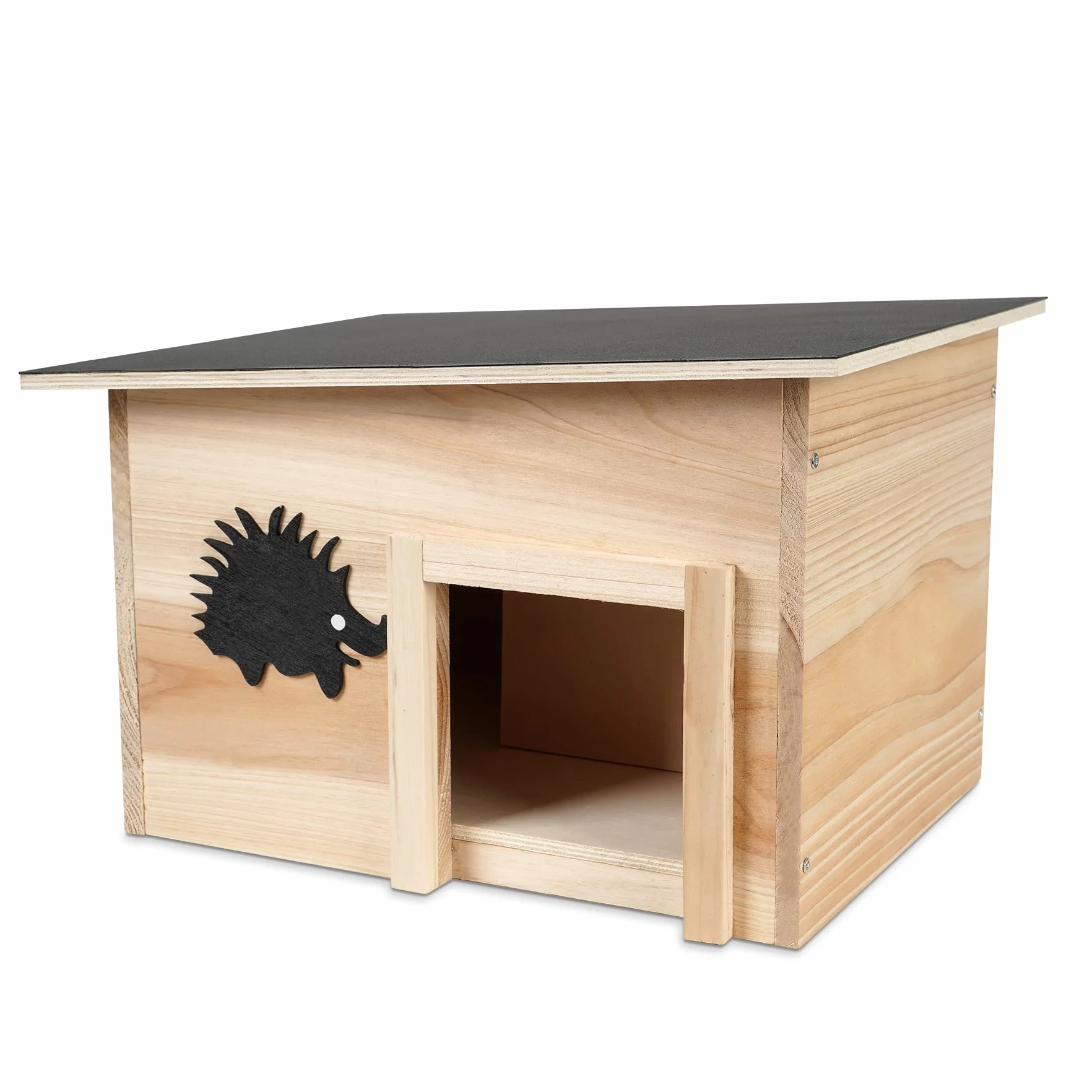 Maison pour hérisson en bois avec toit résistant aux intempéries, dimensions, entrée labyrinthe