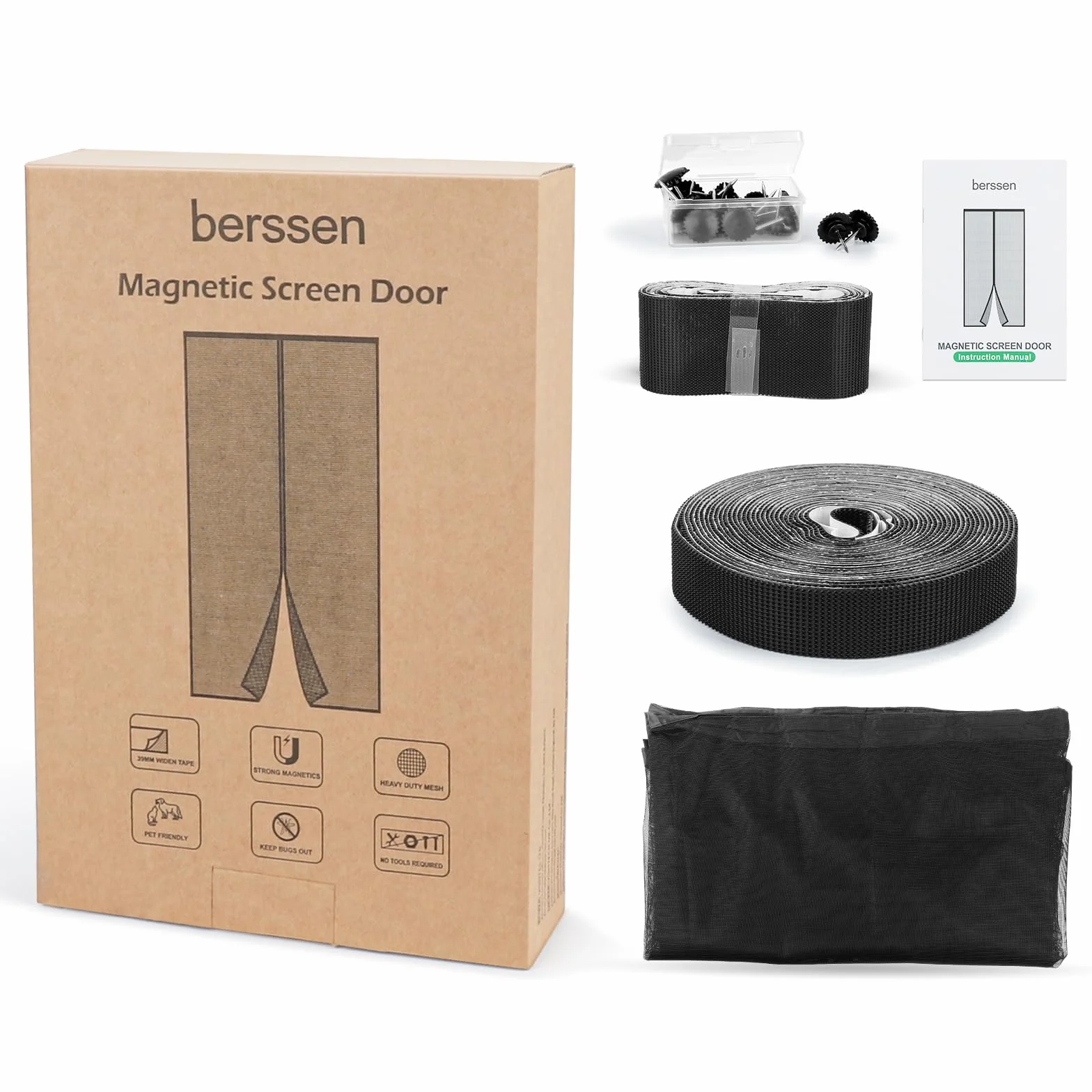 Moustiquaire Porte Fenêtre 120x220 cm Maillage Fine Noire Magnétique Anti Mouche Bande Velcro 3.8 cm