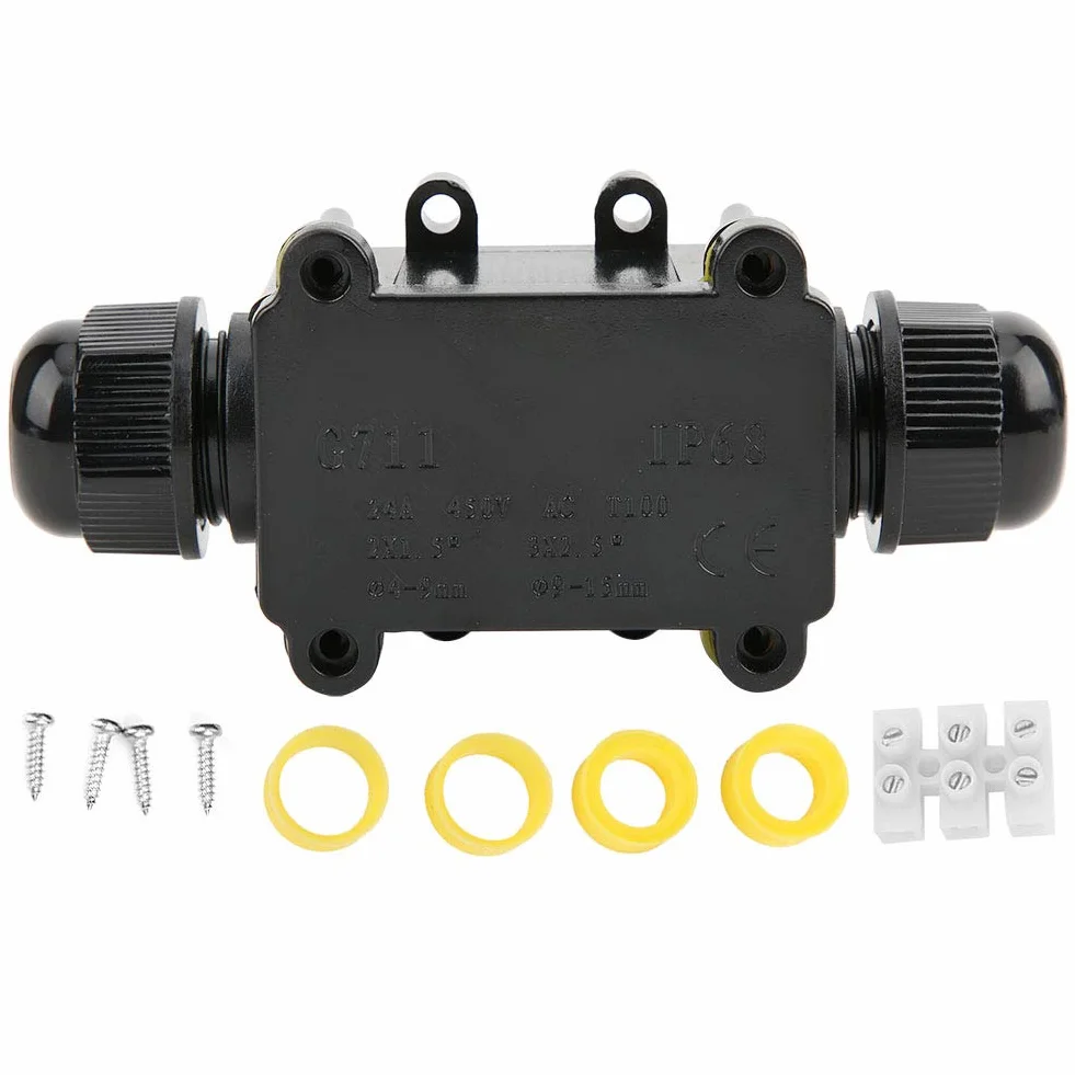 Boîte De Jonction IP68 2 Voies Extérieur étanche Connecteur Protection Ligne Câble Souterrain