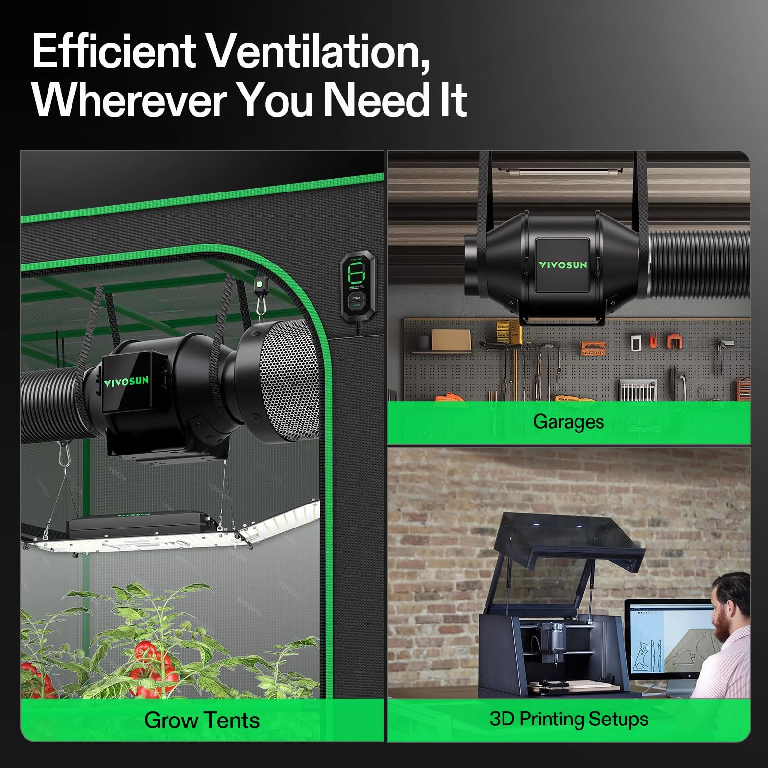 VIVOSUN AeroZesh G4 Kit de filtration d'air intelligent 10,2 cm ventilateur conduit en ligne contrôleur vitesse E12 filtre charbon conduit 2,4 m