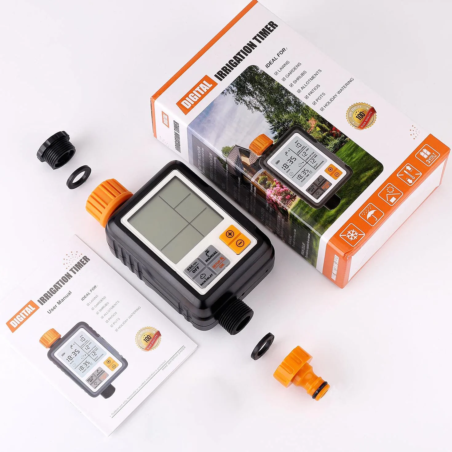 Johgee Minuterie Arrosage Automatique Jardin Programmateur Extérieur avec Grand Écran LCD