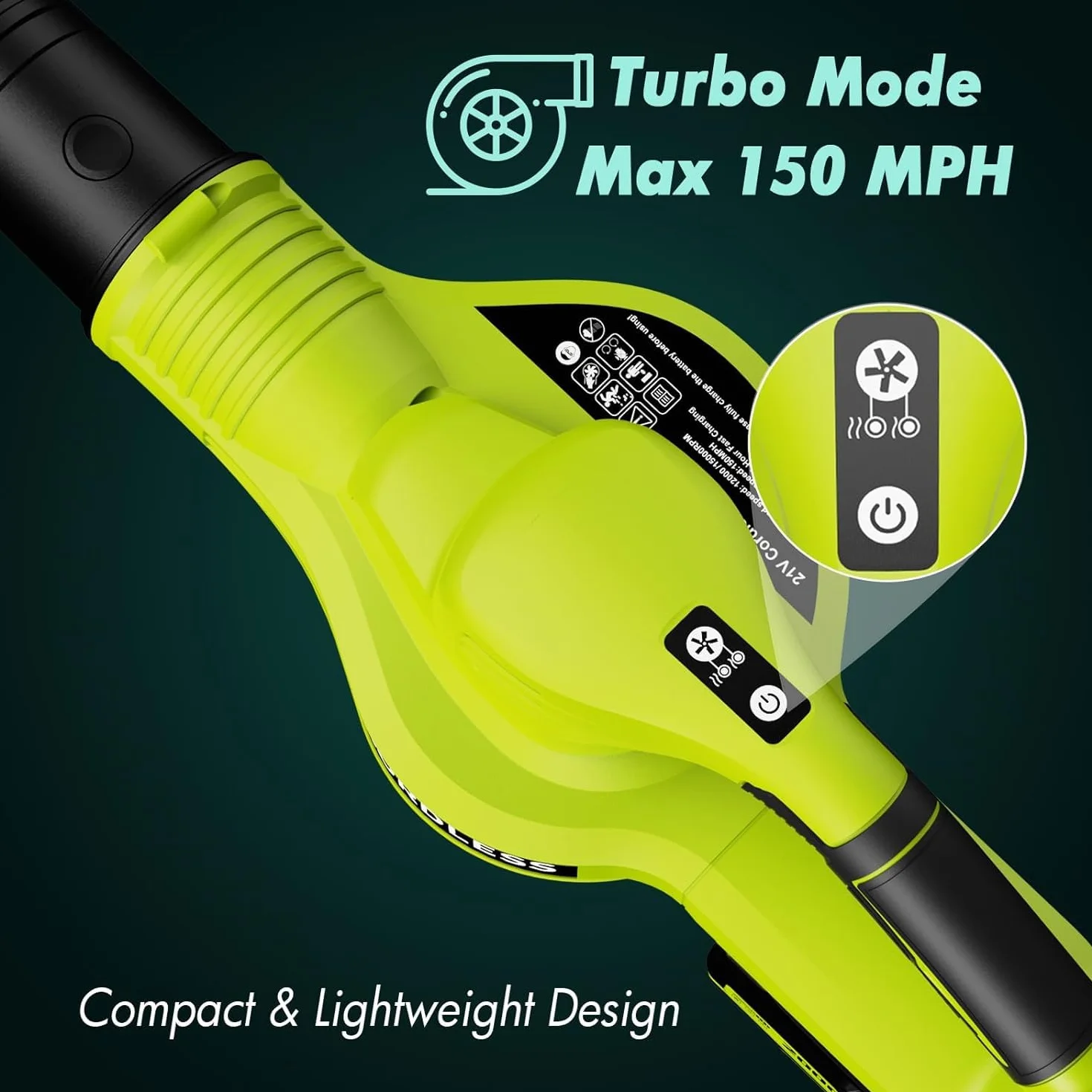 Souffleur de Feuilles sans Fil 21 V 4,0 Ah 3000 W 2 Modes de Vitesse