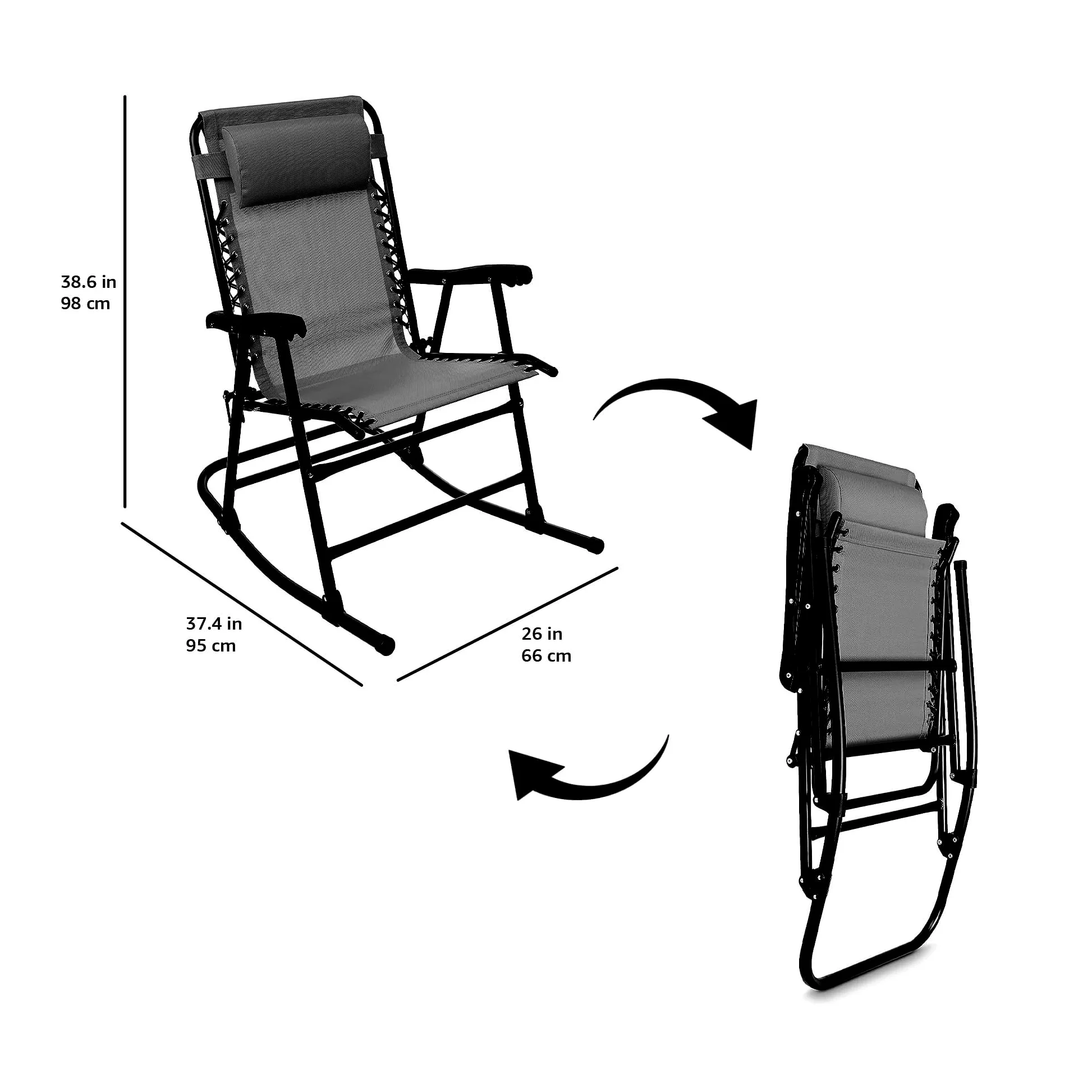 Amazon Basics Fauteuil à bascule pliant - Noir