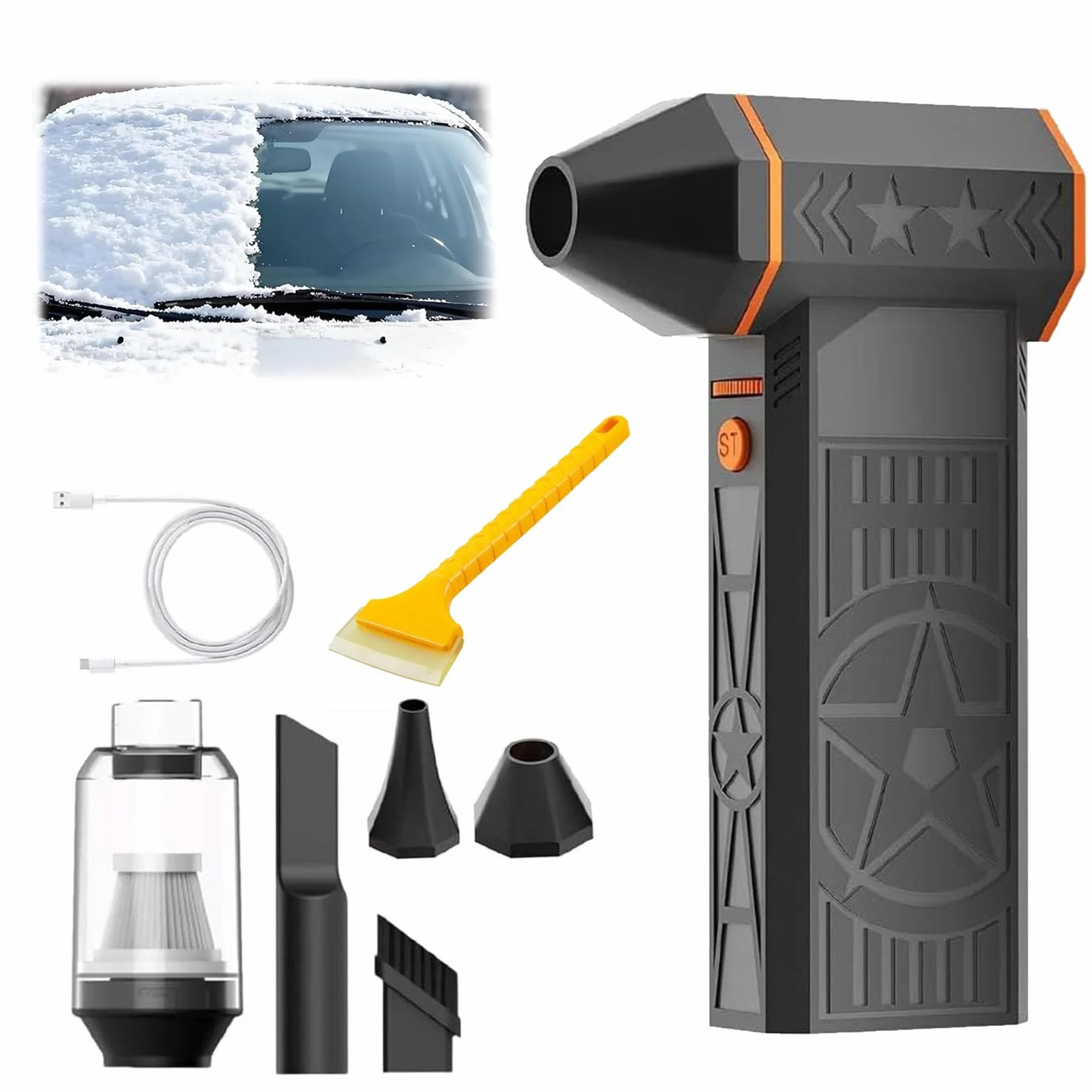 Souffleuse à Neige Électrique 5000W Portable avec LED, Décongélation Séchage Nettoyage