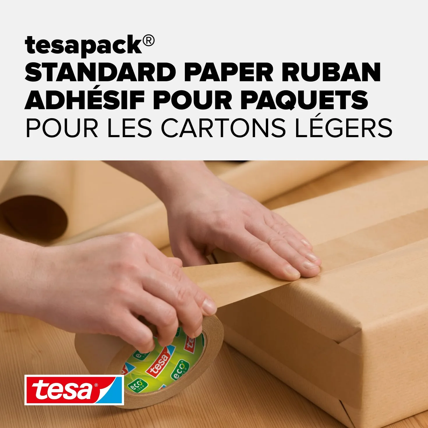 Tesa tesapack STANDARD PAPER Ruban d’emballage en papier Marron 3 rouleaux 50 m x 50 mm