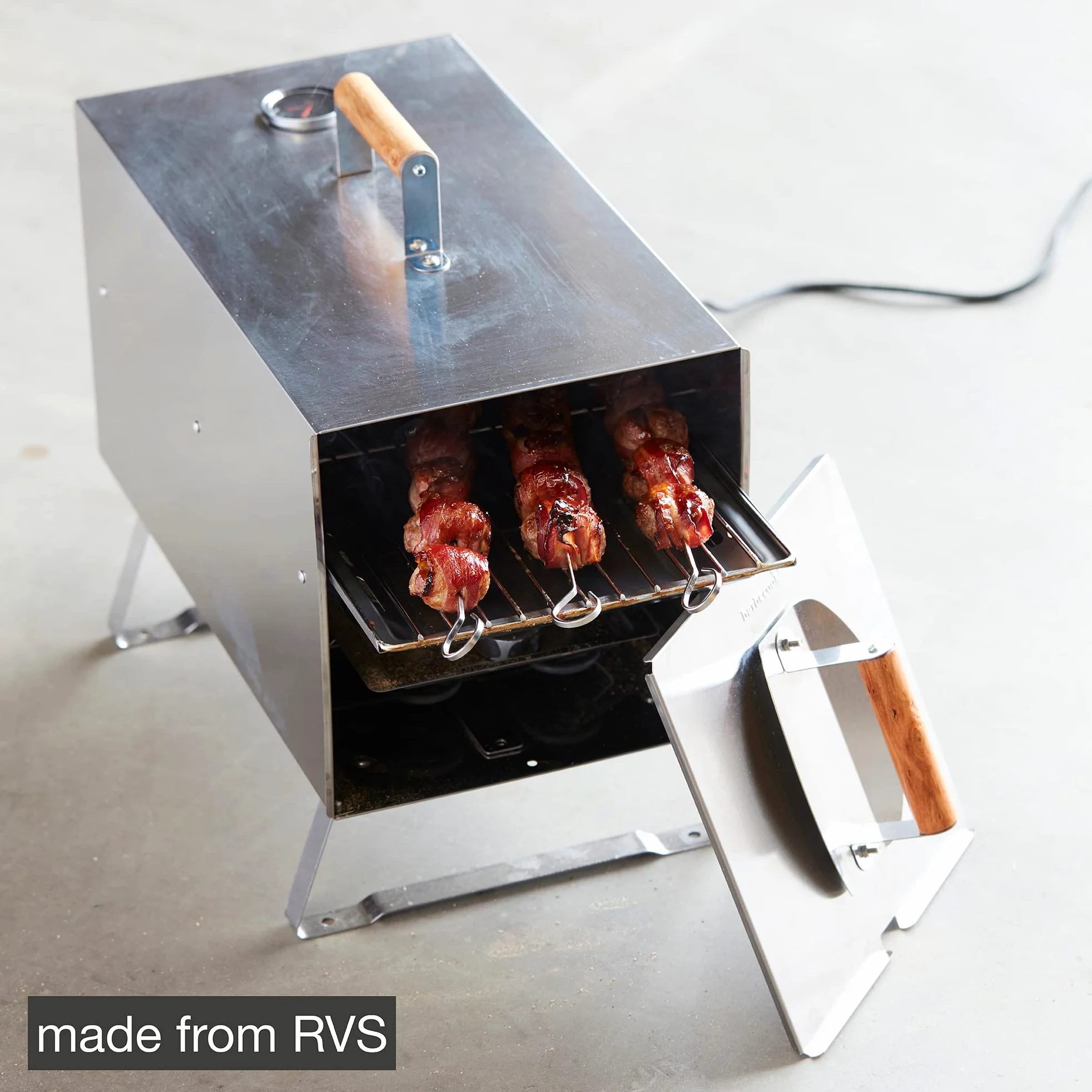 Barbecook fumoir électrique Otto en inox pour fumage à chaud, barbecue fumoir, 26x26x47cm