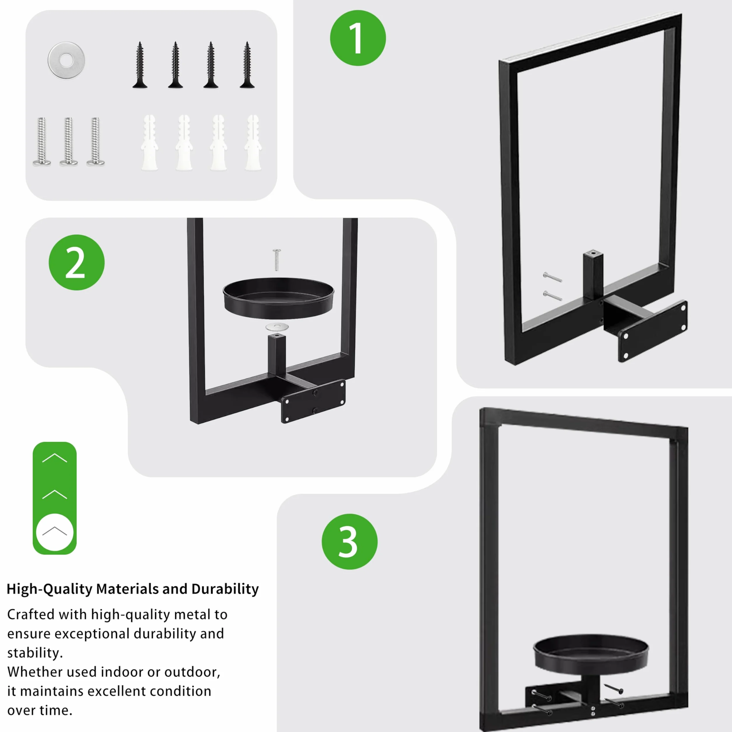 Support pour Plantes d'intérieur 3 Pièces avec Vis Étagère Murale en Métal pour Pots de Fleurs