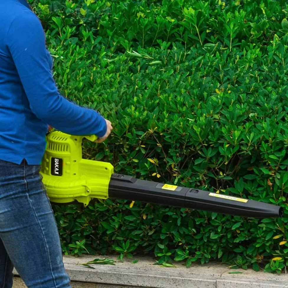 BAKAJI Extracteur de Feuilles électrique de Jardin 3 en 1 aspirateur déchiqueteuse et souffleur à Feuilles, Puissance 3000 W avec réservoir de Collecte 40 l et bandoulière pour Entretien, avec Fil