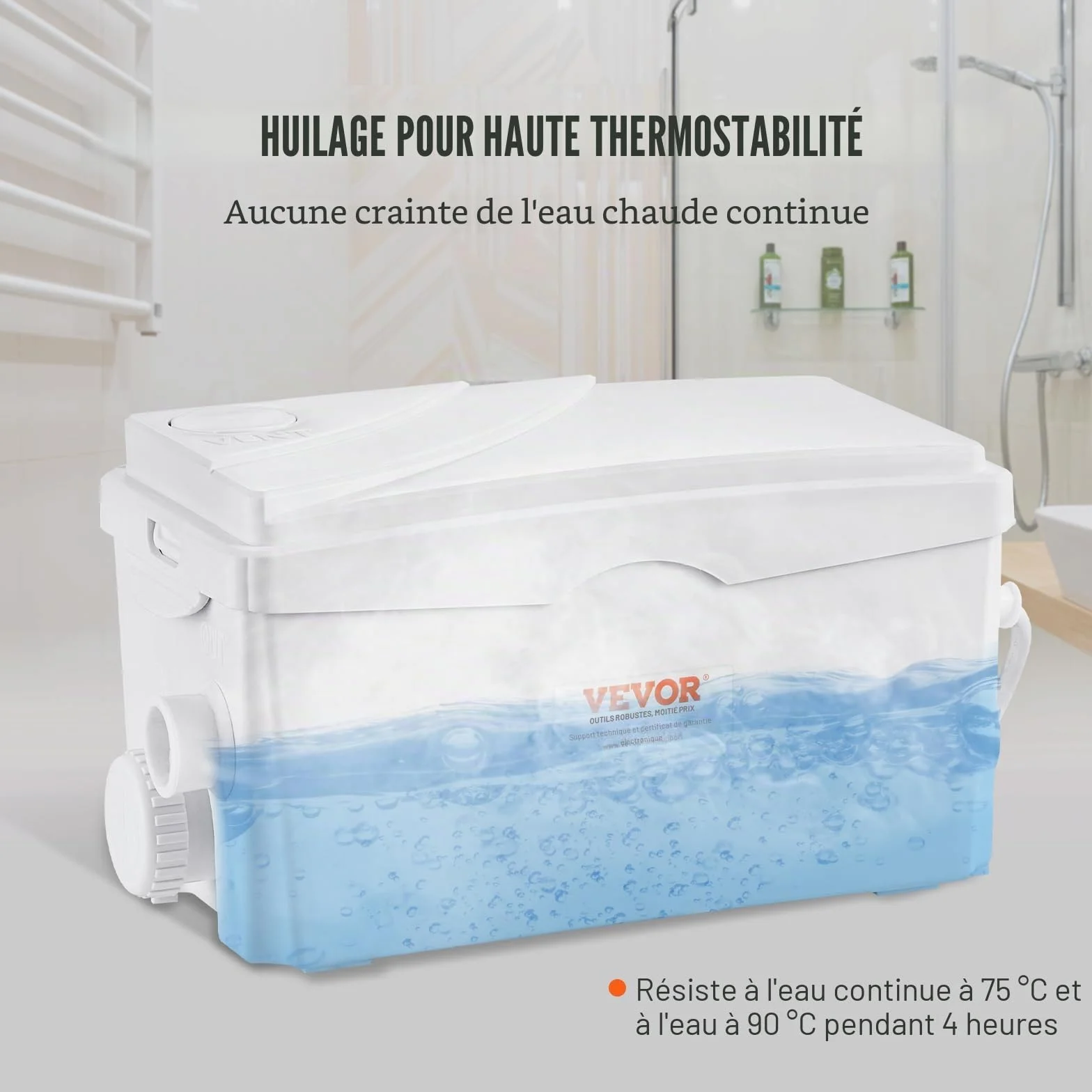 VEVOR Pompe de relevage eaux grises 350 W 6000 L/h 7 m 3 entrées d'eau