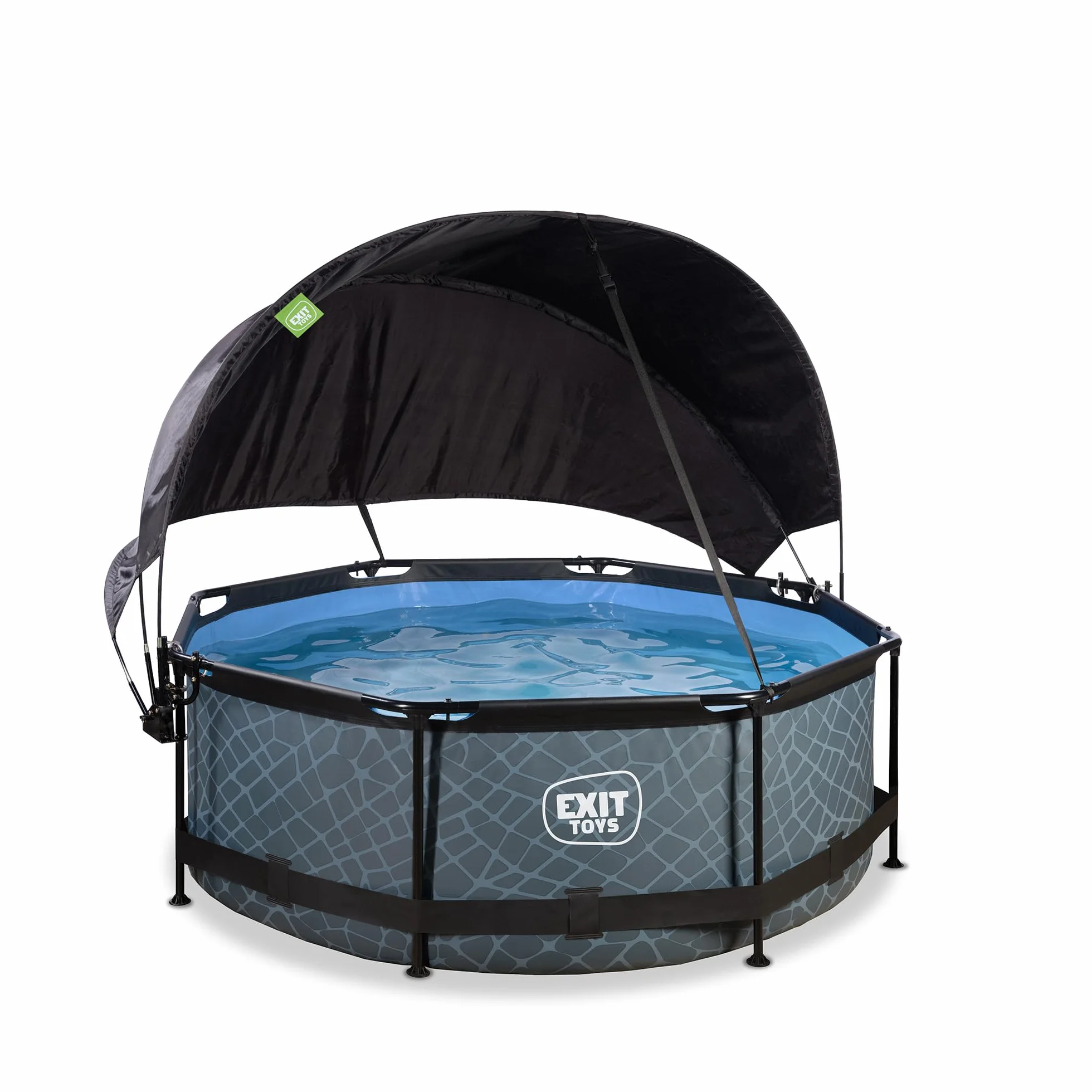 EXIT TOYS Piscine Hors Sol Ronde Ø 244 x 76 cm avec Pompe Filtrante – Acier Thermolaqué – TÜV CE – Gris