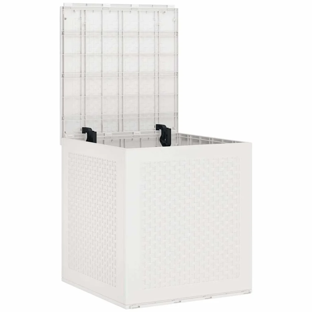 vidaXL Boîte de Rangement Blanc 55 x 53 x 57 cm Polypropylène, Jardin et Terrasse, Rangement Moderne, Meuble Résistant, Boîte Outdoor, Organisateur Contemporain