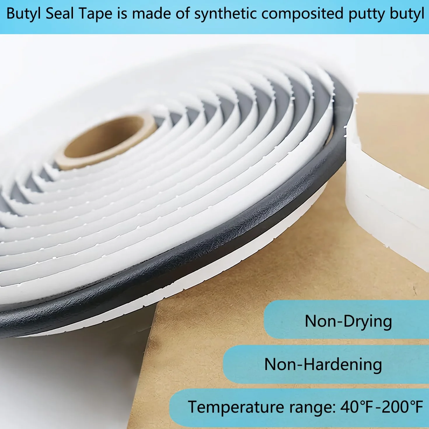 Ruban Butyle Noir 6 mm x 5 m Butyl Tape Ruban Etancheite pour Phares de Voiture et Fenêtres