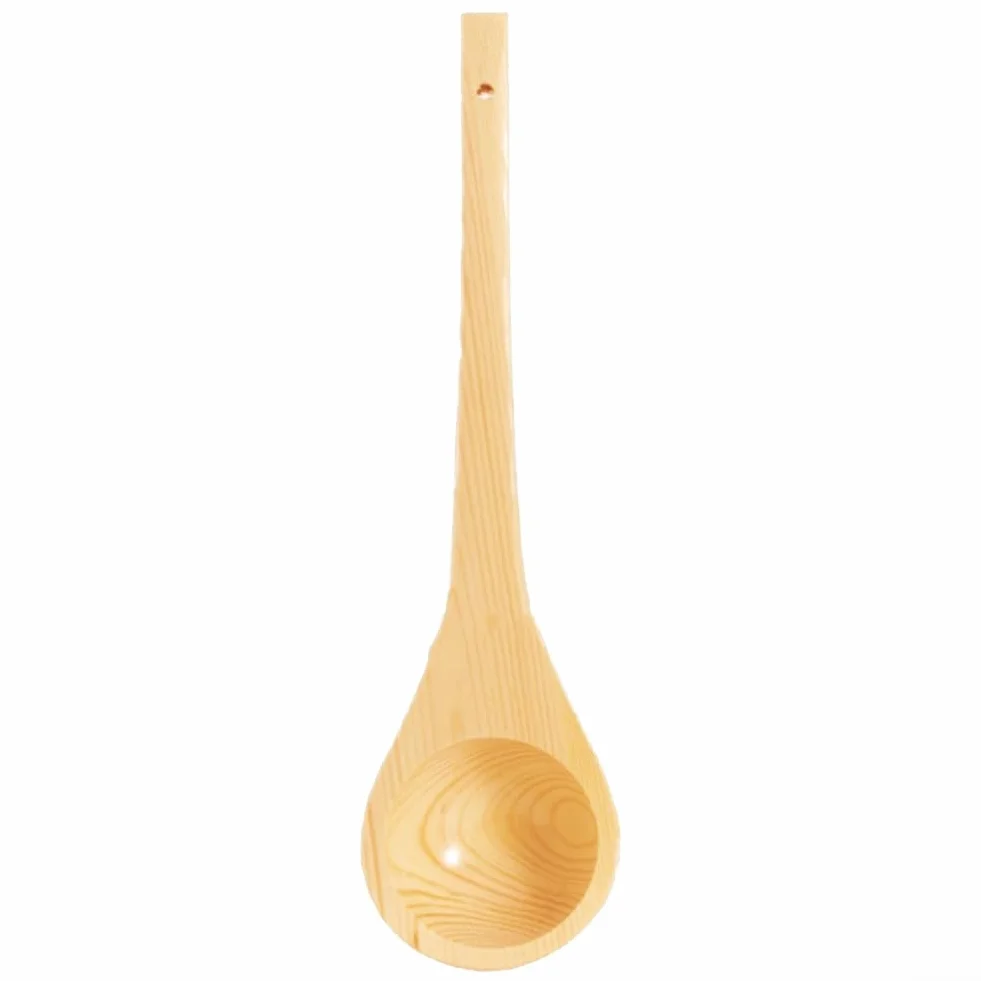 Louche de sauna en cèdre thermostable avec bords arrondis et bec conique