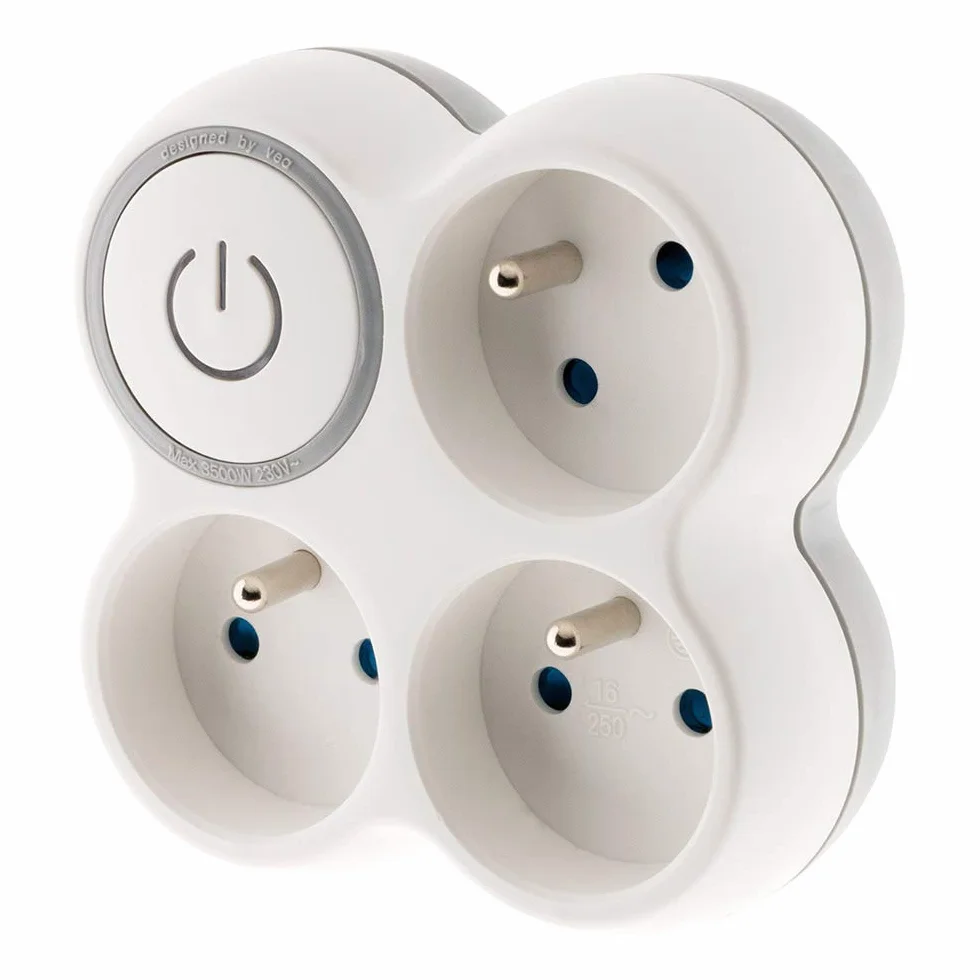 Zenitech 16A 2P+T Façade avec Interrupteur Gris/Blanc Triplite