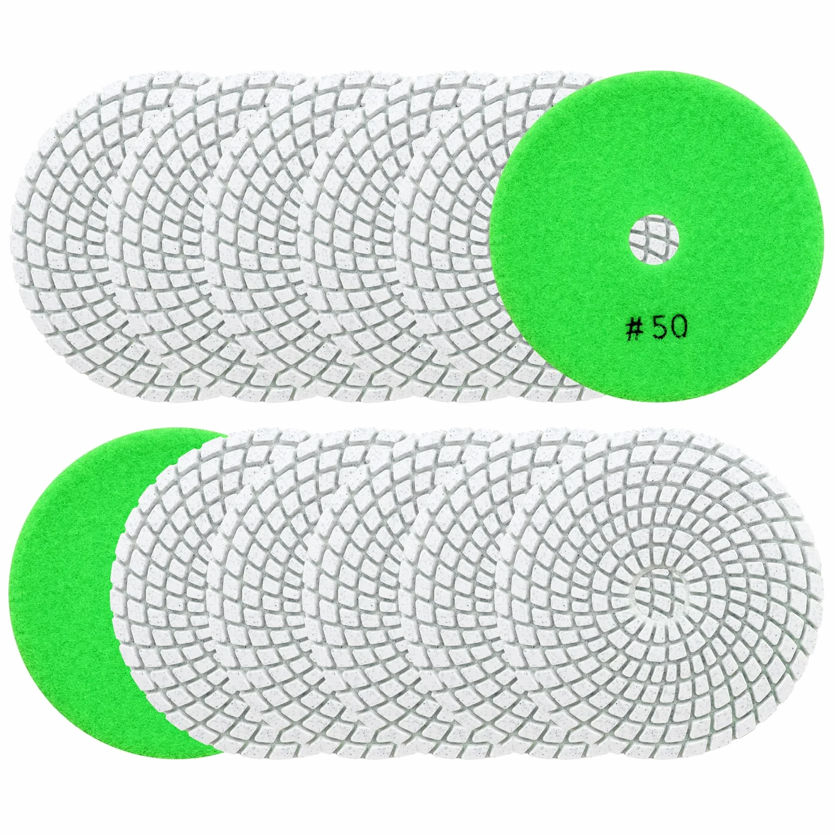 Disques de Polissage Diamant Grain 50 12 Pièces 100mm pour Granit Marbre Pierre Meuleuse d'Angle