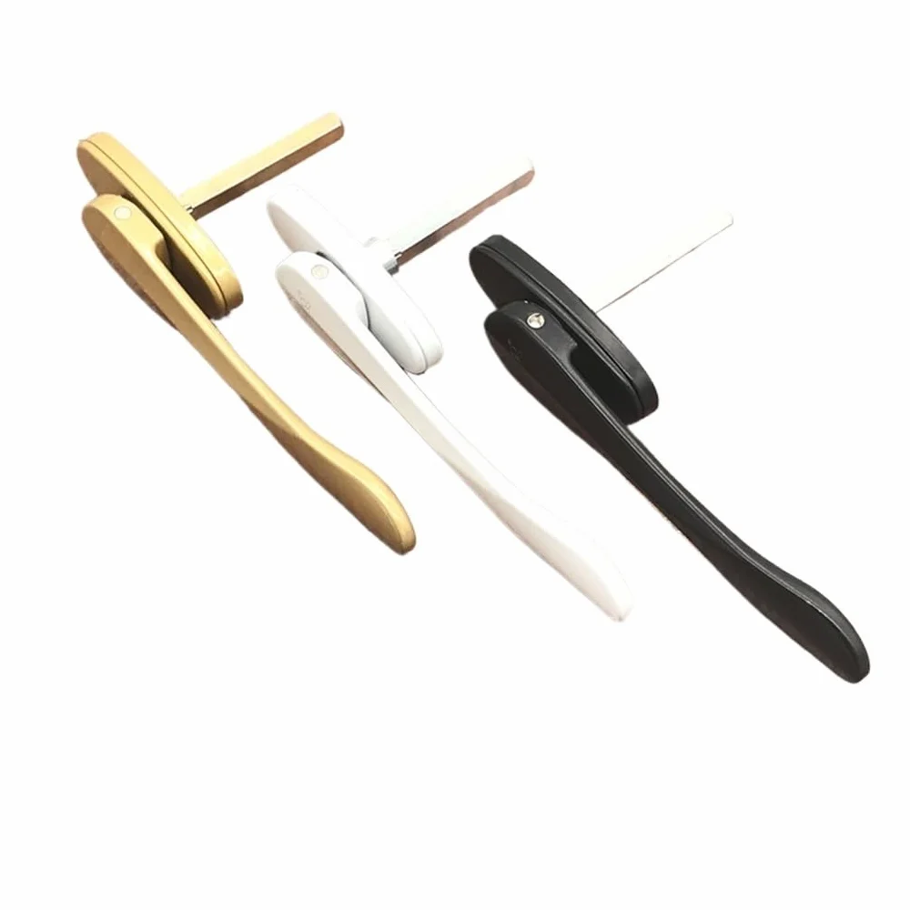 Poignée de Fenêtre PVC Alliage d'aluminium Lot de 1 Forme d'épée Fines et Plates Carrées Acier White