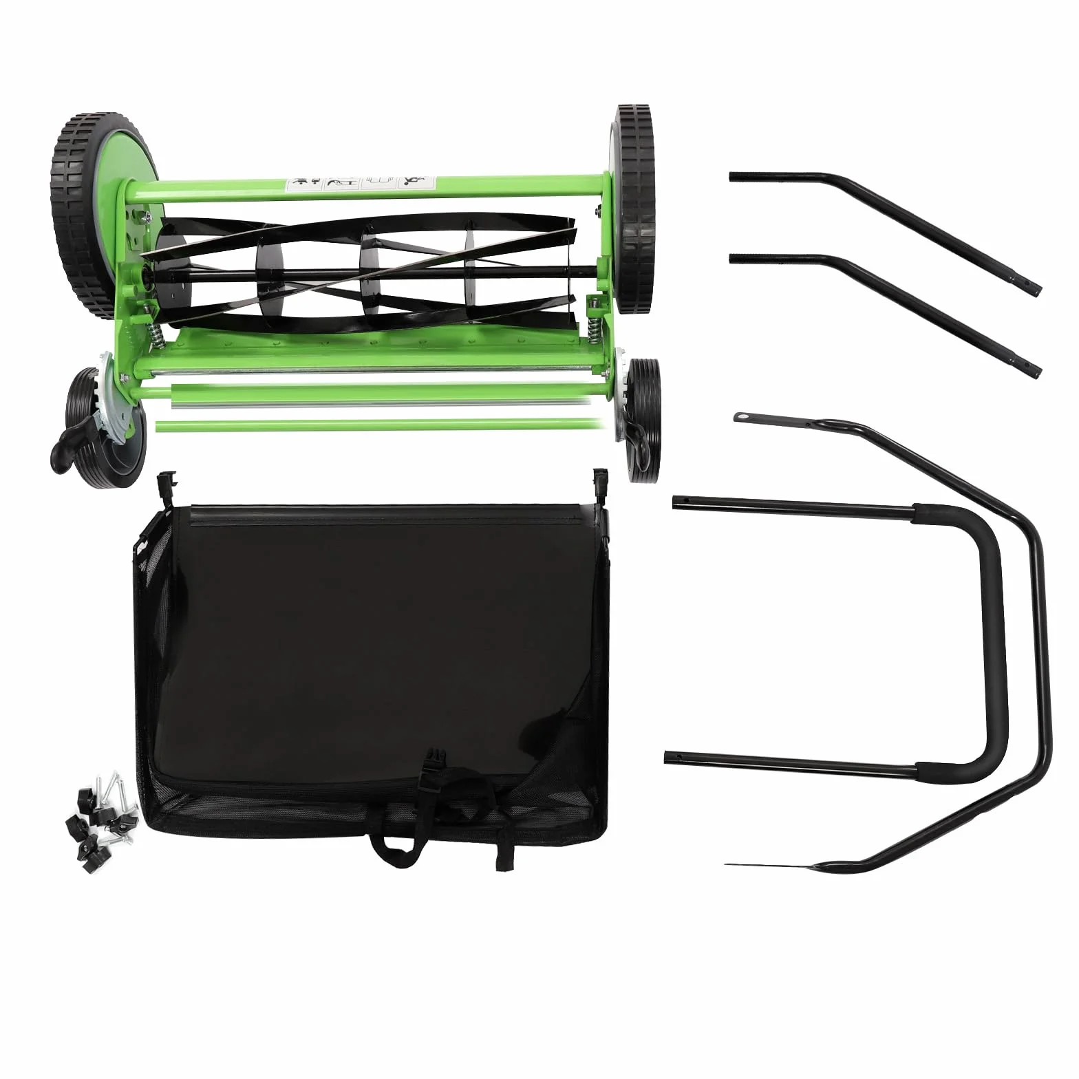 Tondeuse à gazon manuelle hélicoïdale 5 lames 50 cm sac de récupération roues antidérapantes