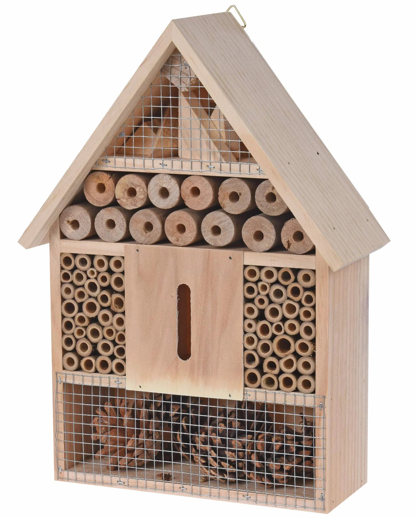 Hôtel à insectes à suspendre, 30 x 22 cm, naturel, maison à insectes, en bois, à suspendre, abeilles, coccinelles, papillon, hôtel, maison, aide à la nidification