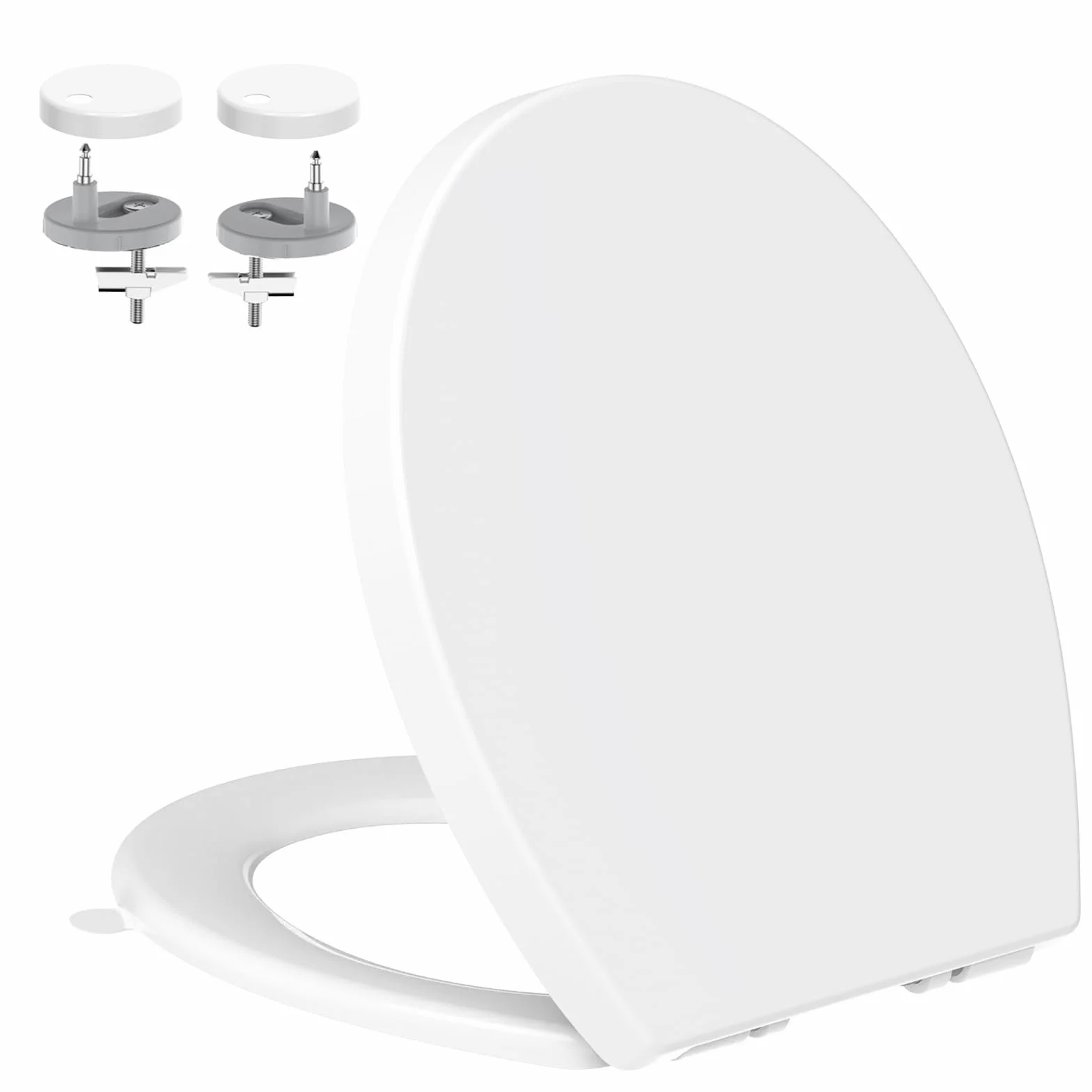 Abattant WC Forme O YEAUPE PRO avec Frein de Chute, Fermeture en Douceur, Universelle, Blanc, 44,6 x 37,2 x 4,3 cm