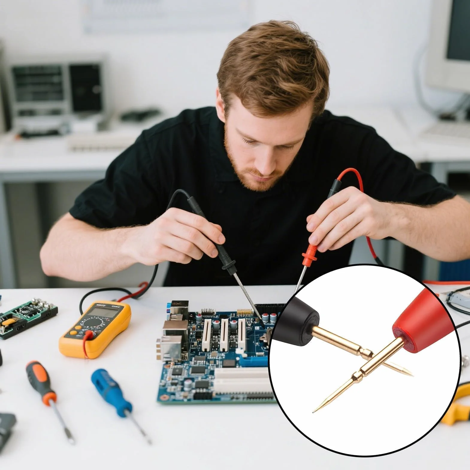 Cordon Multimètre Silicone 1000V 20A Câbles Test Universel pour Voltmètre Ohmmètre Amperemètre
