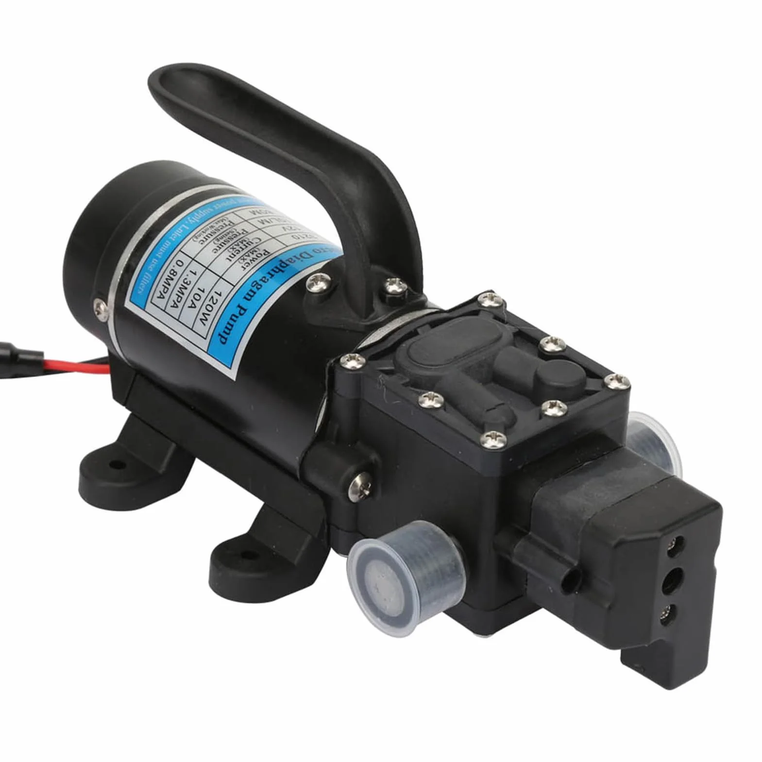 Pompe à Eau Électrique Pompe à Diaphragme Amorçage Automatique 10L/M Protection Surintensités Laveuse Haute Pression 12V