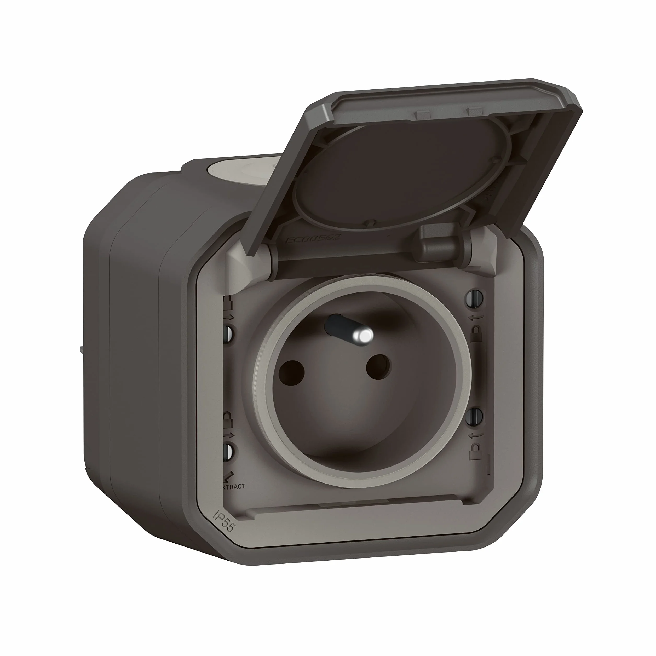 Legrand Prise Etanche IP55 Plexo 2P+T 16A avec Volet Pose Apparente Anthracite