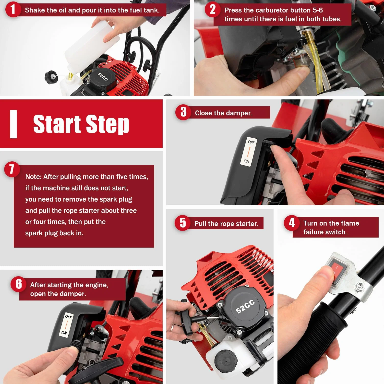 Motoculteur à Essence 52 cc - Moteur à 2 Temps - Mini Labour - Cultivateur Professionnel