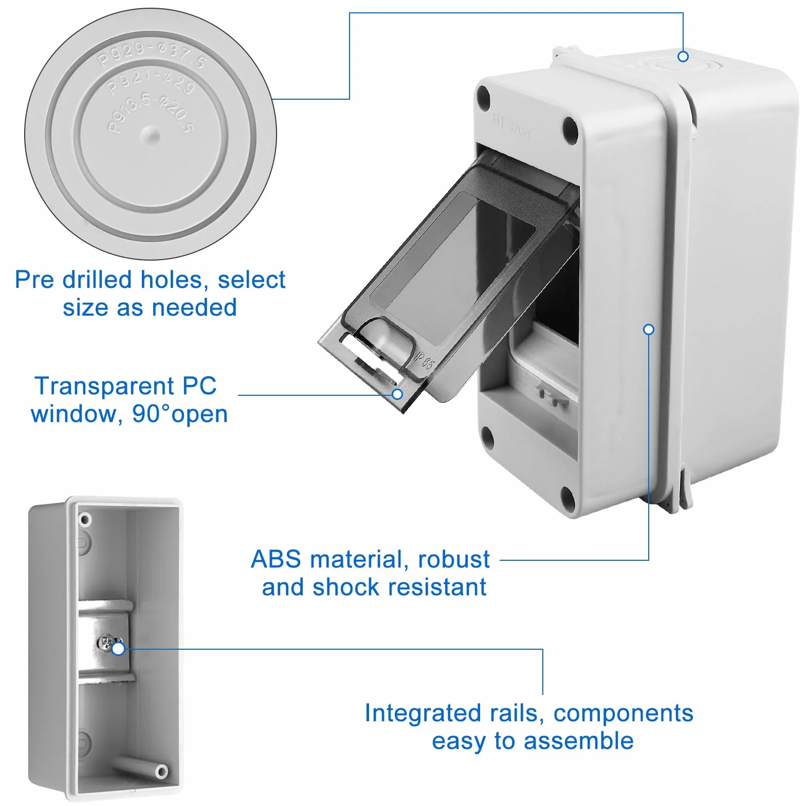 Coffret Electrique Etanche IP65 3 Modules Boîtier Exterieur 1 Rangée