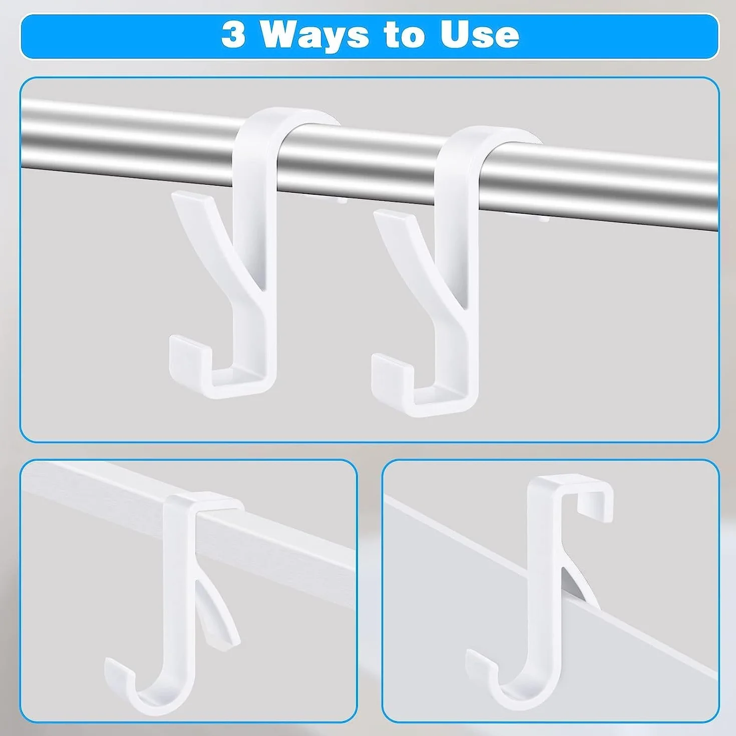 Crochet Serviette Radiateur 8 Pièces pour Salle de Bain - Blanc
