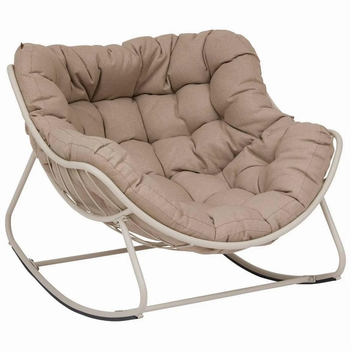 Hespéride – Fauteuil Œuf à Bascule Paopao Argile et Beige – Acier Époxy Anti‑Rouille – Coussin Capitonné Ultra Moelleux – Extérieur Jardin Terrasse – 96x109x83 cm