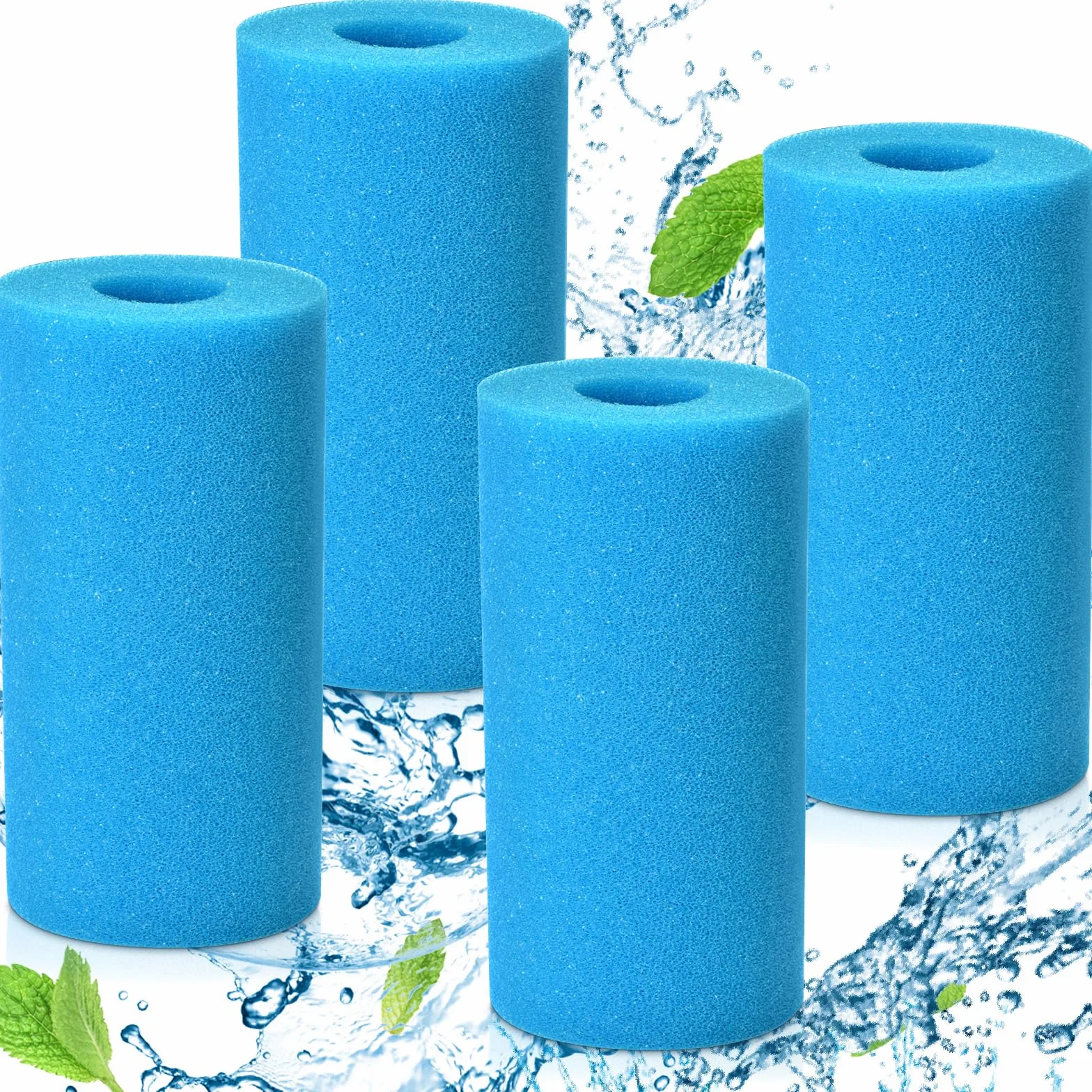 Lot de 4 Éponge Filtrante Type A, Filtre en Mousse pour Spa, Filtre de Piscine en Mousse, Cartouche de Filtre en Mousse, Réutilisables et Lavable, pour Spa, Piscine